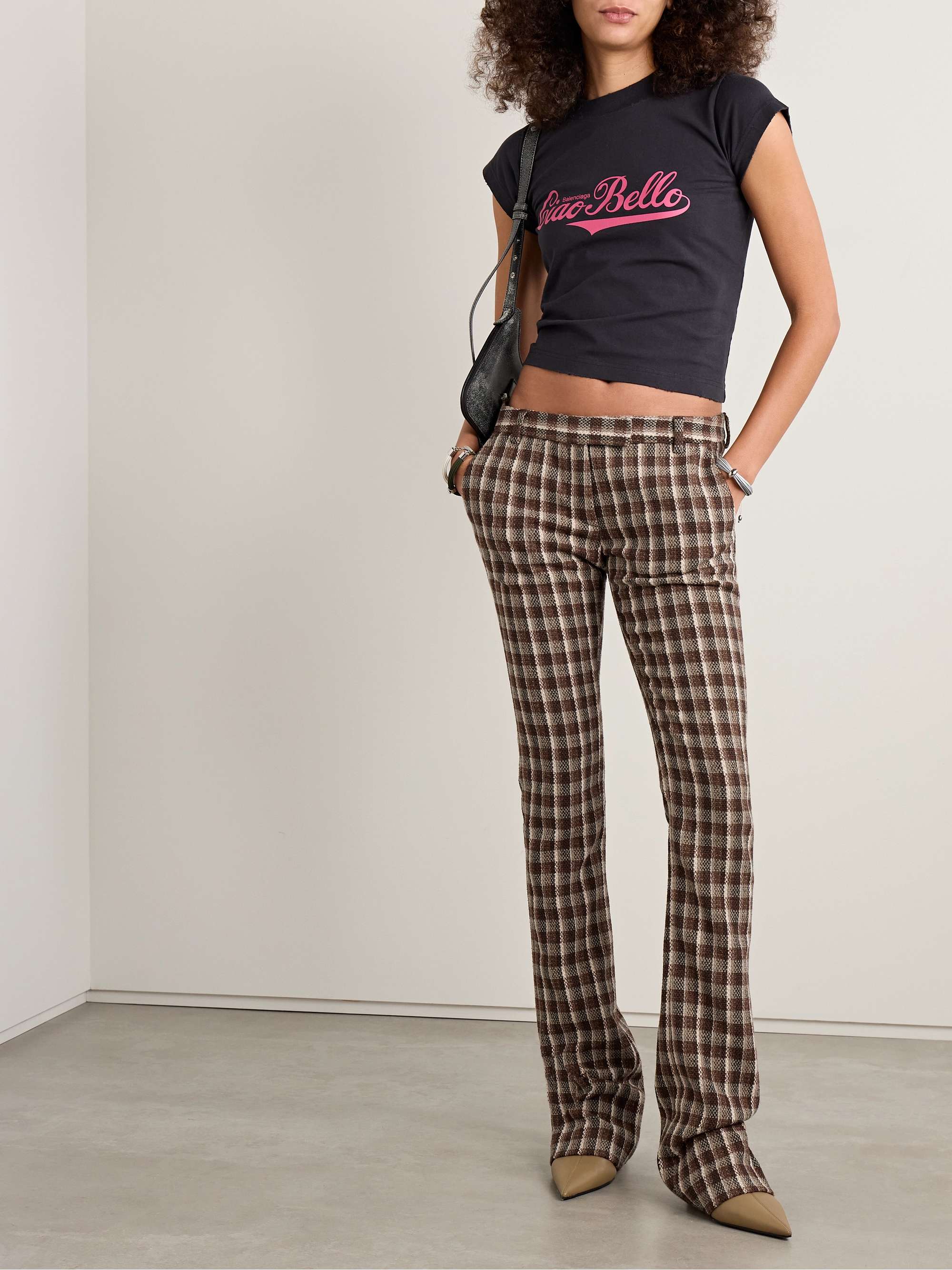 Checked woven flared pants view