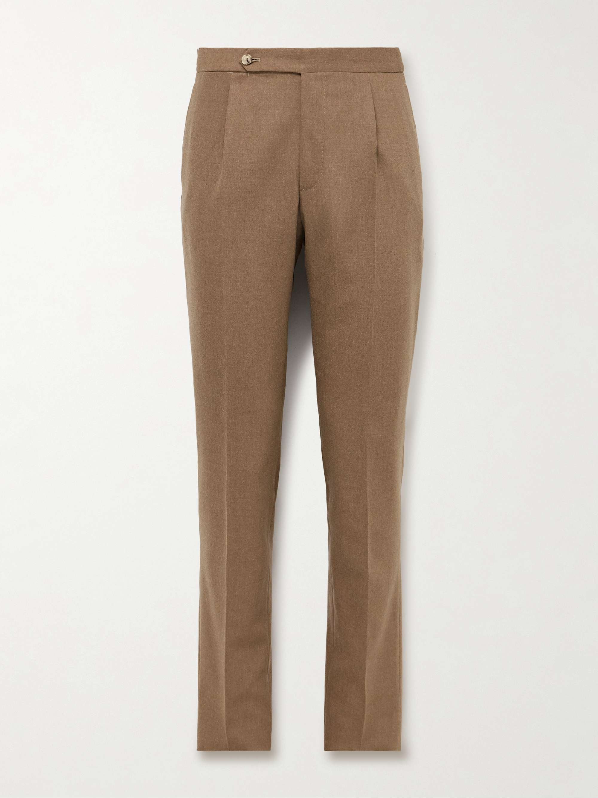 Slim-Fit Pleated Wool-Blend Suit Trousers view