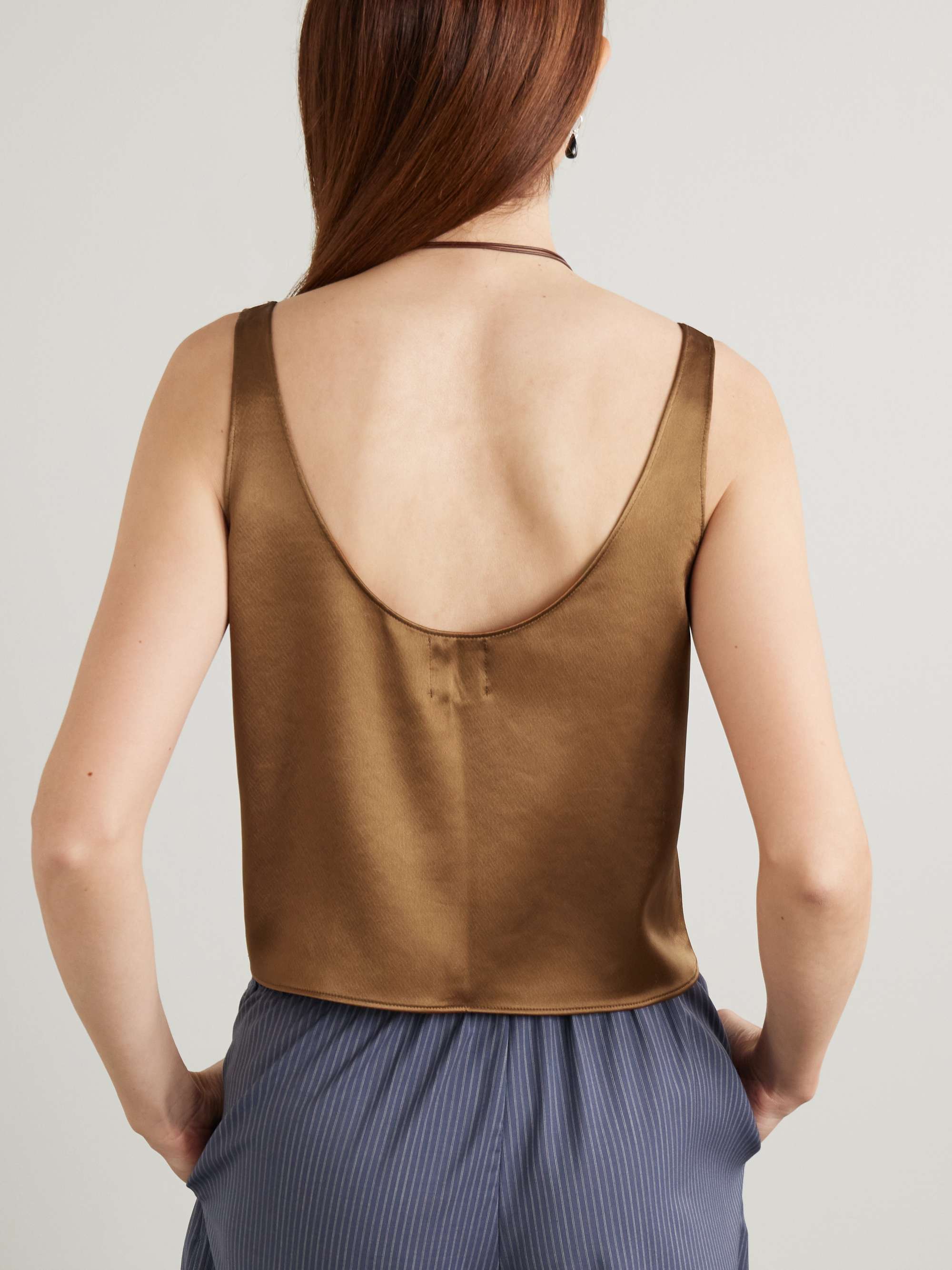 Barb Scoop cropped washed-satin tank view