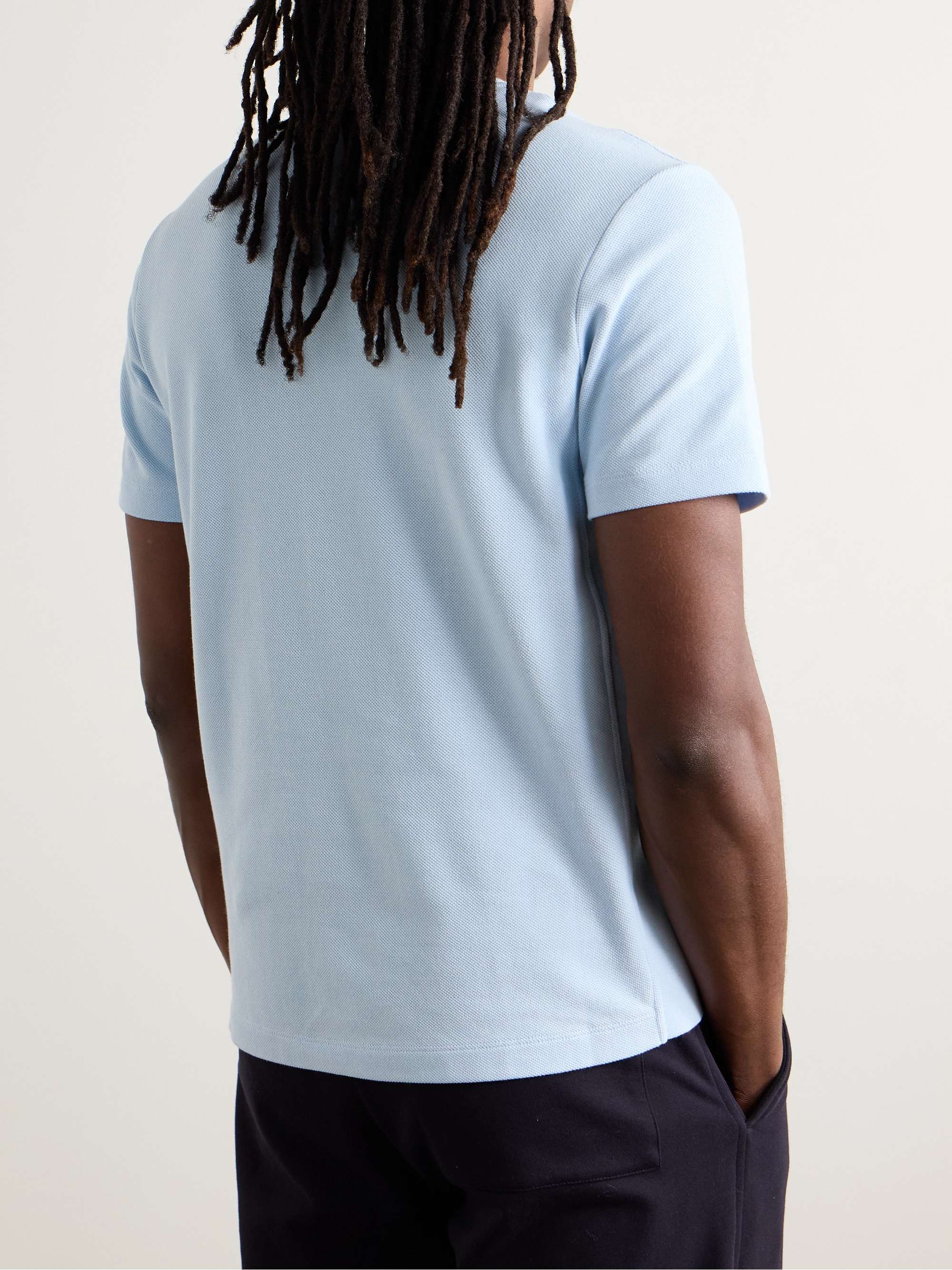 Logo-Appliquéd Striped Cotton-Piqué T-Shirt view