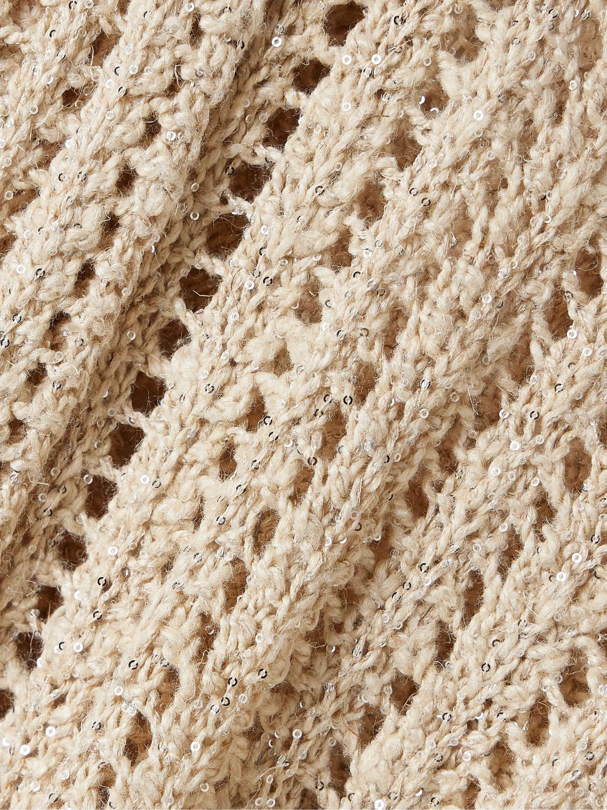 Belted sequined open-knit cardigan view