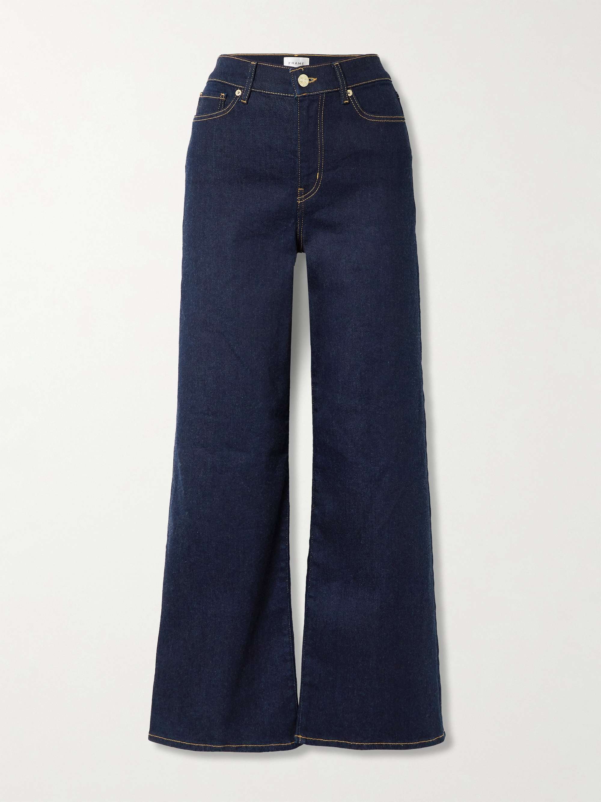 Le Slim Palazzo topstitched high-rise wide-leg jeans view