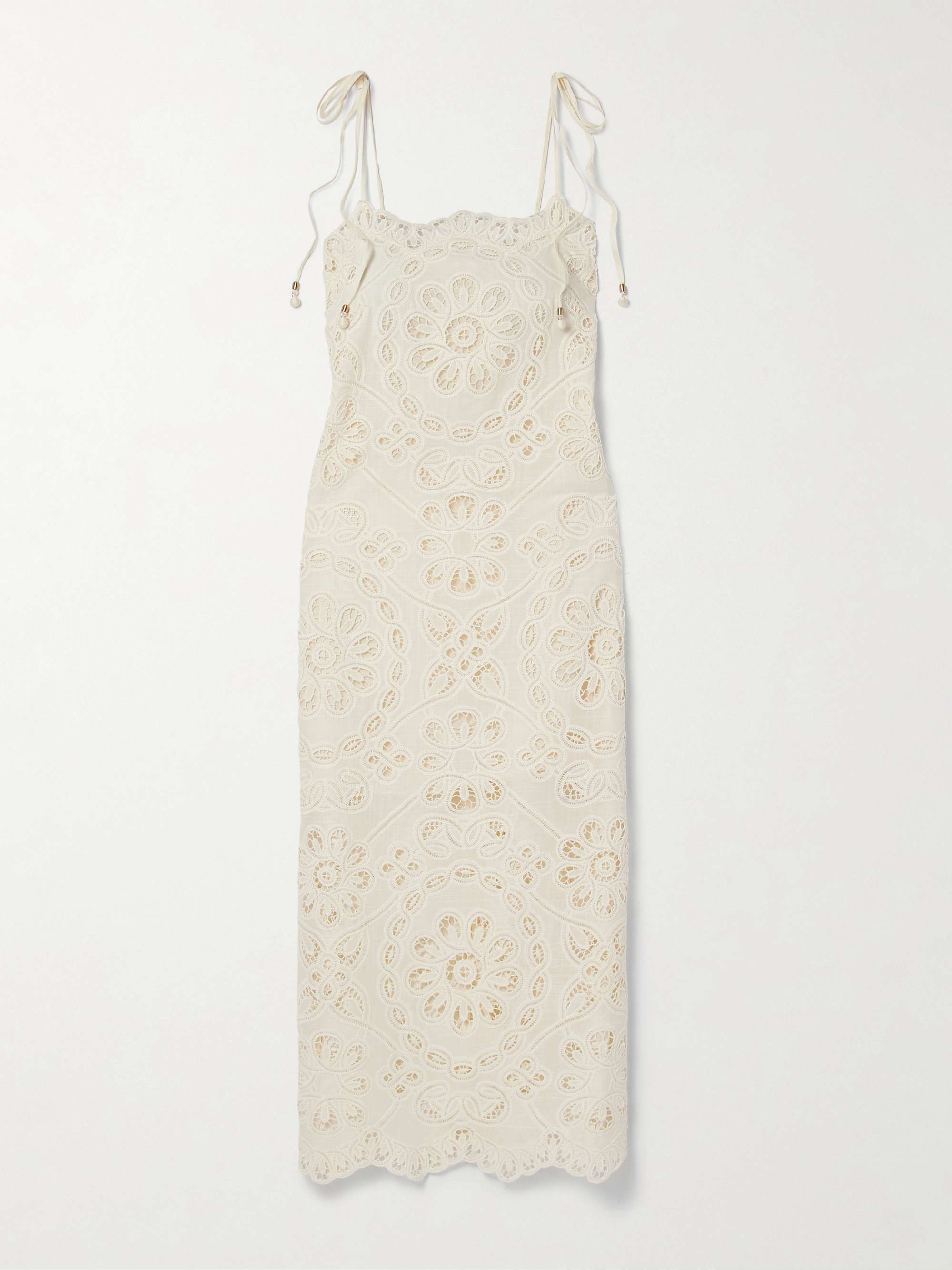 Rhiannon guipure lace-trimmed voile midi dress view