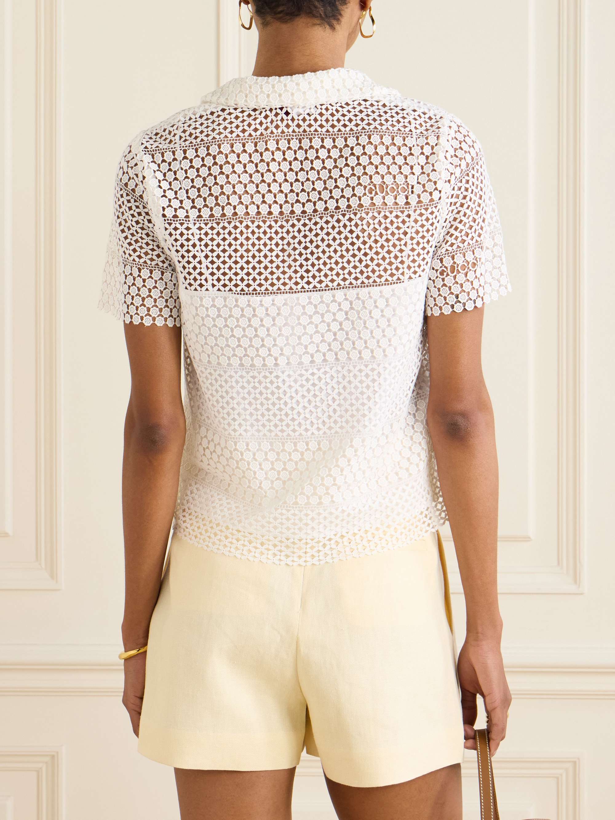 Crocheted cotton-blend shirt view