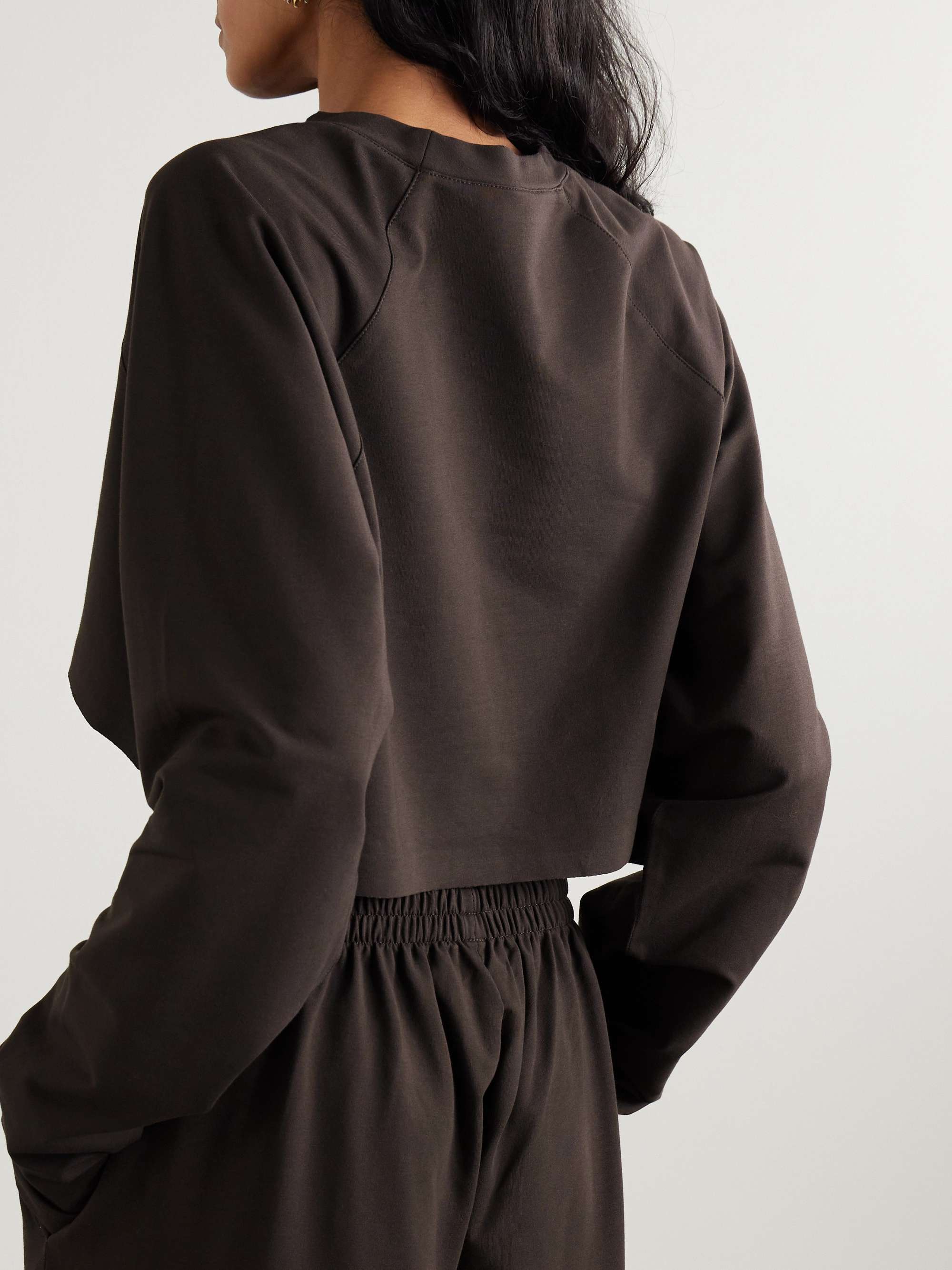 Cropped asymmetric stretch-cotton jersey t-shirt view
