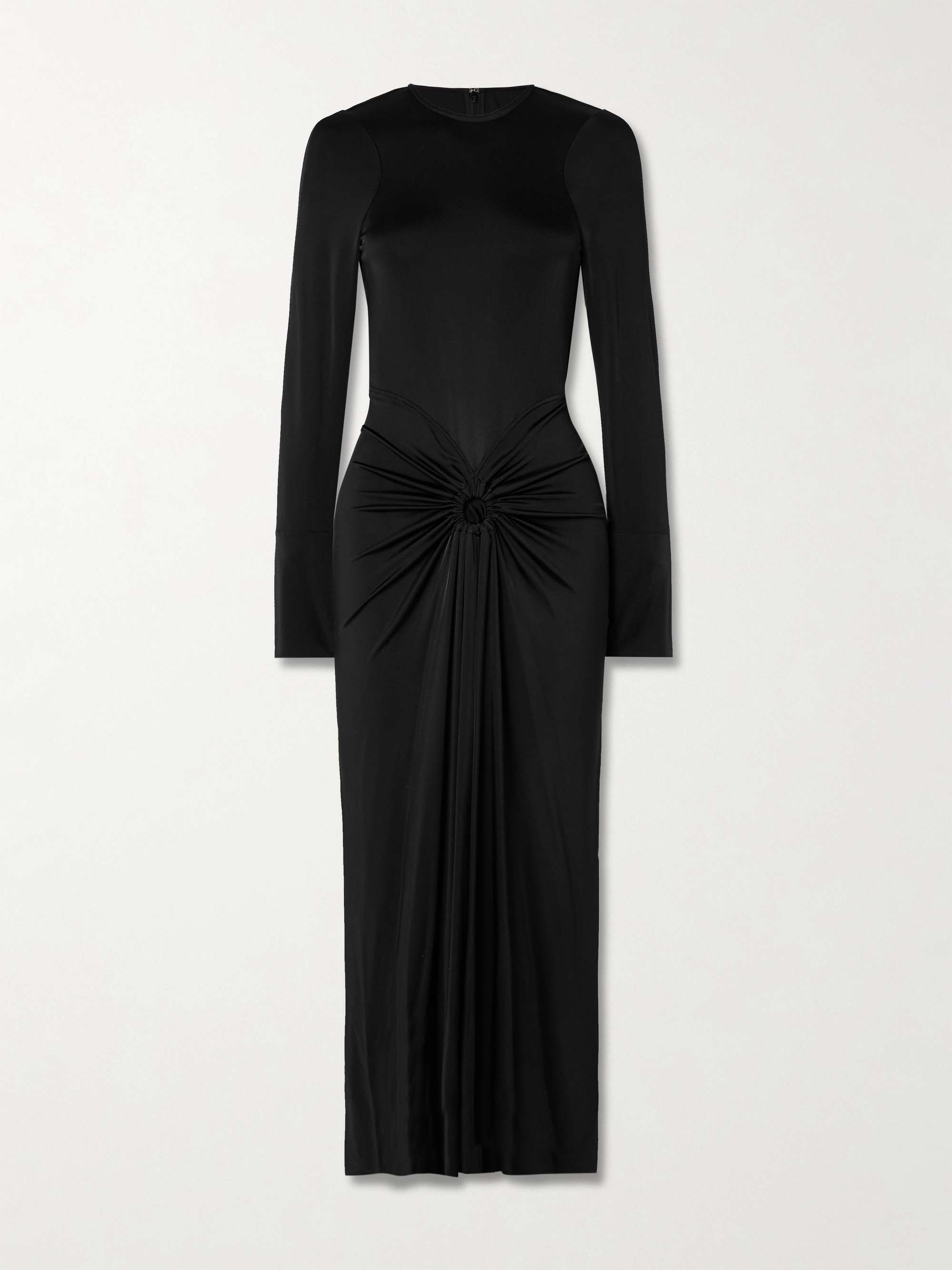 Gathered satin-jersey midi dress view