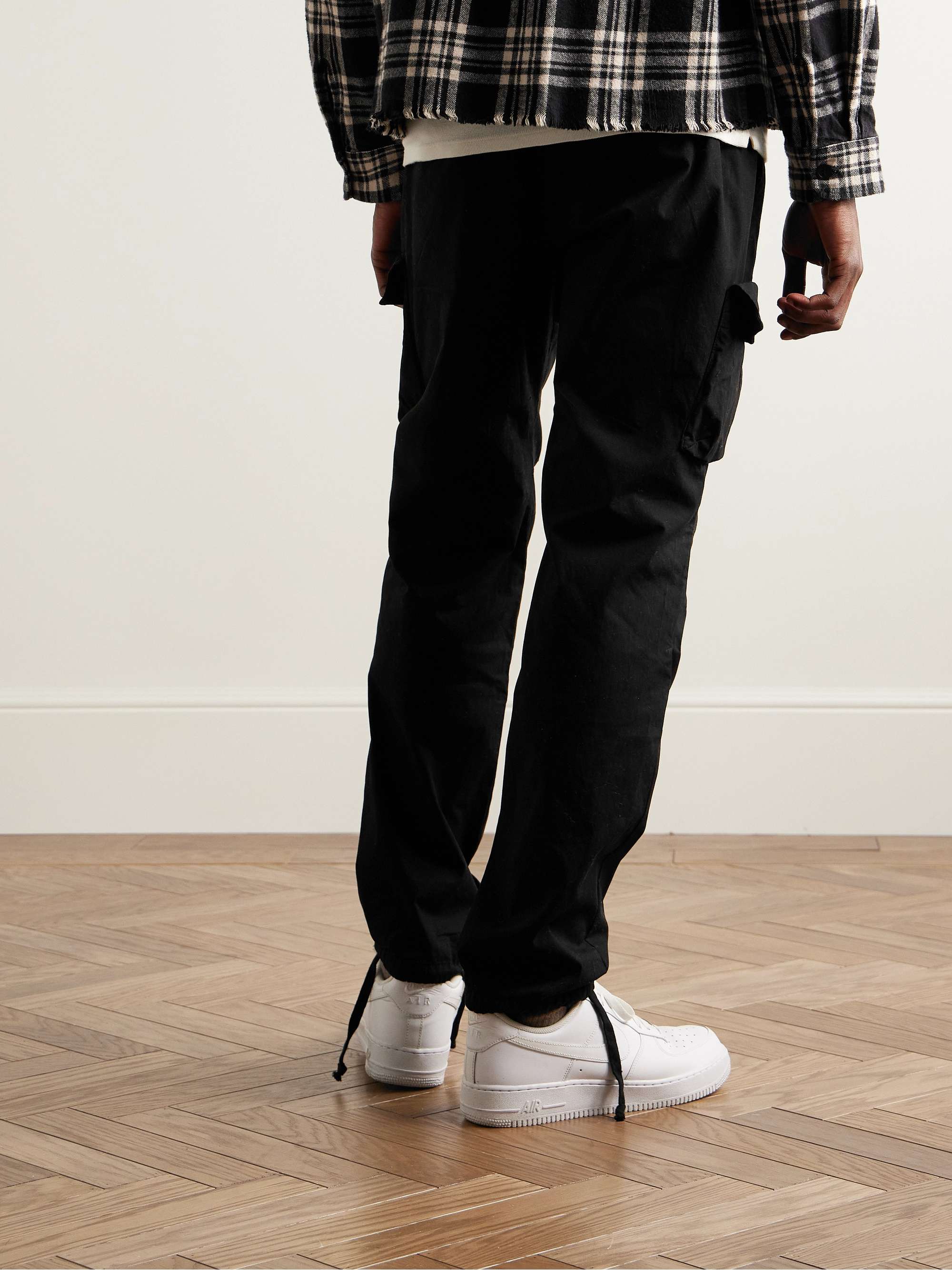 Straight-Leg Sateen Drawstring Cargo Trousers view