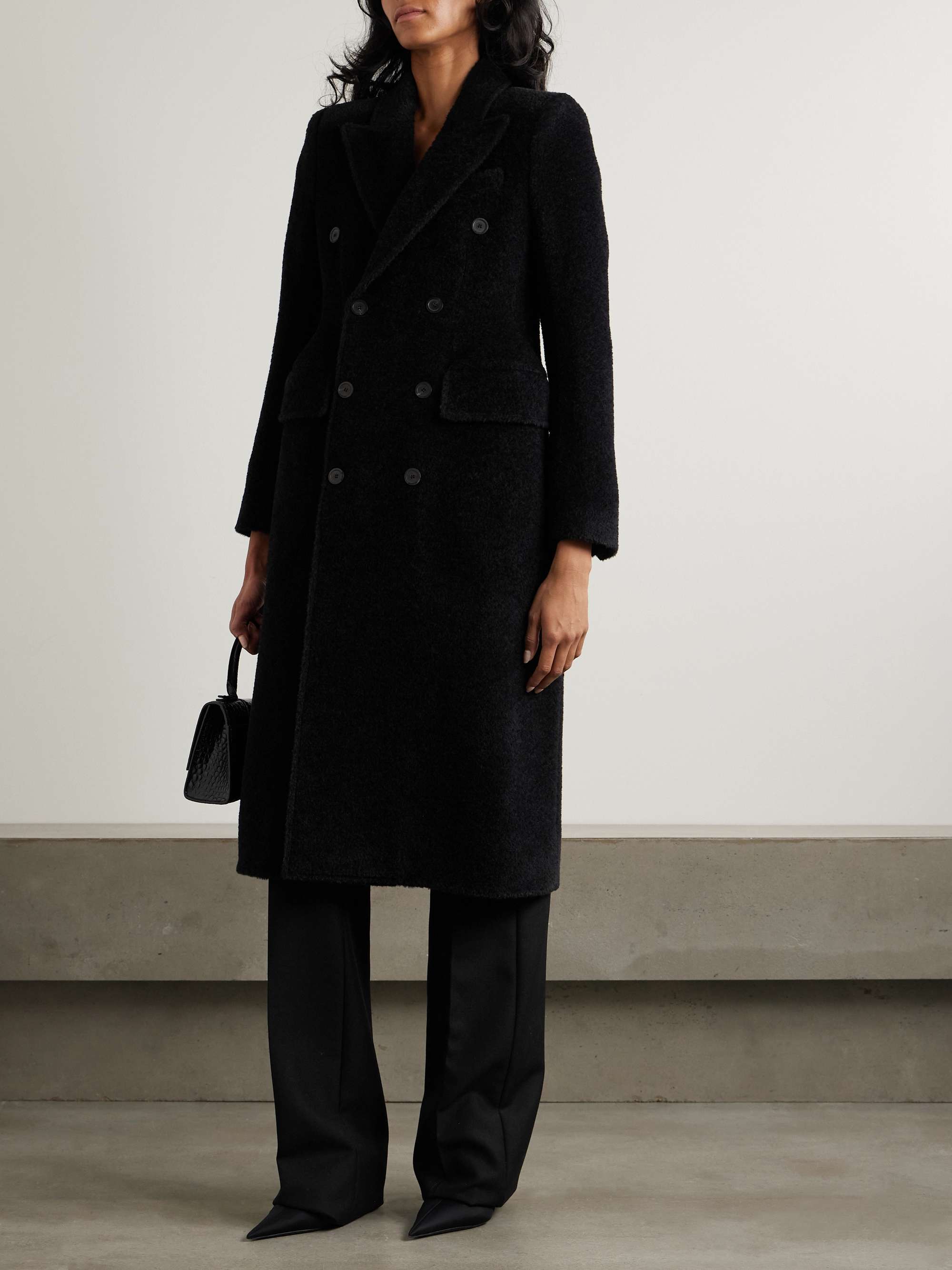 Hourglass double-breasted wool-blend twill coat view