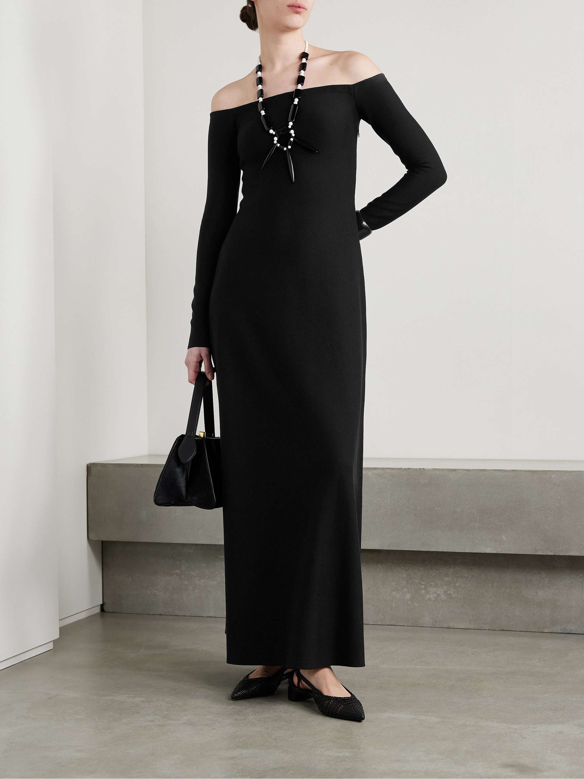 Aine off-the-shoulder silk-jersey maxi dress view