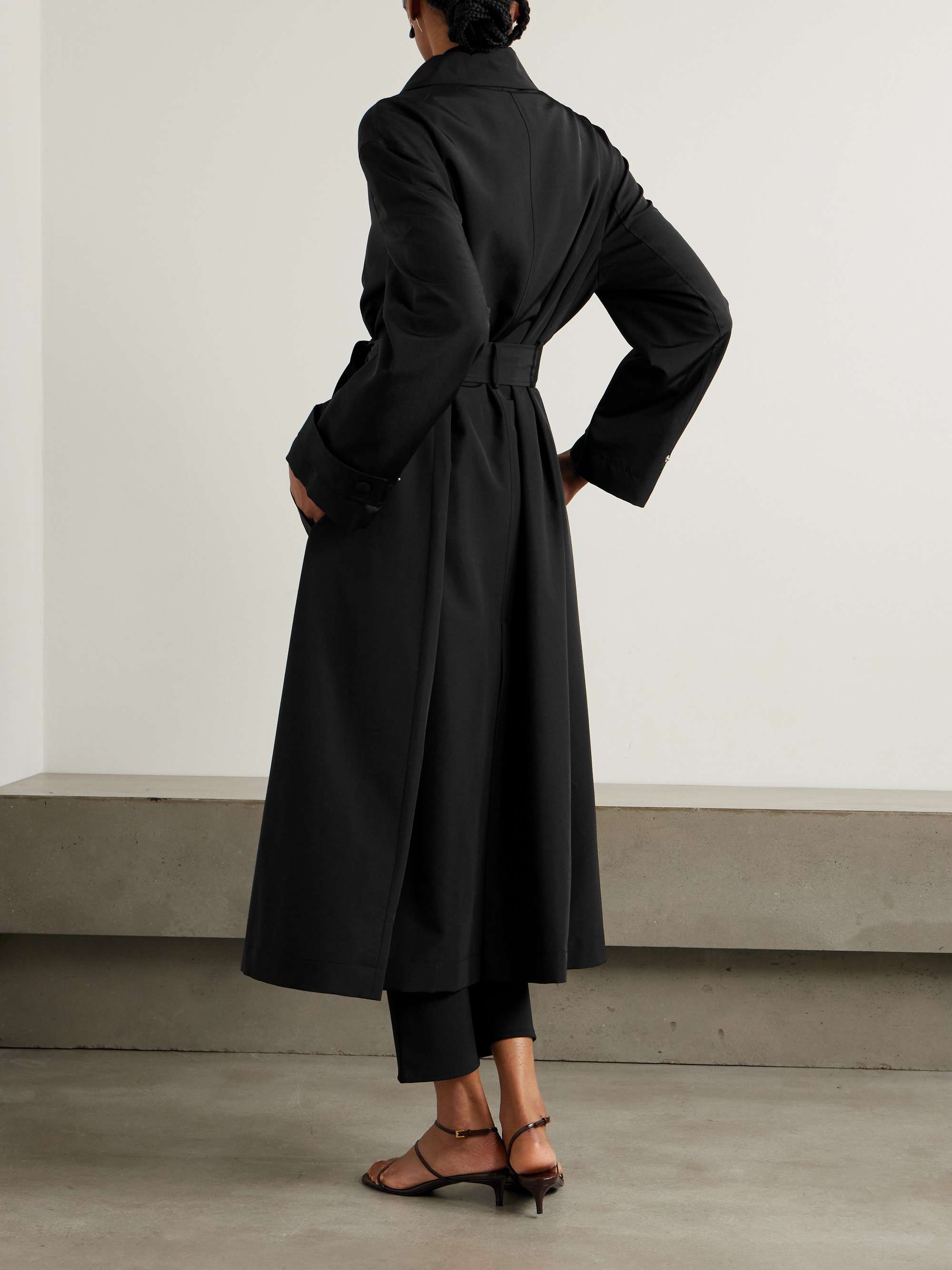Belted wool-blend shell coat view