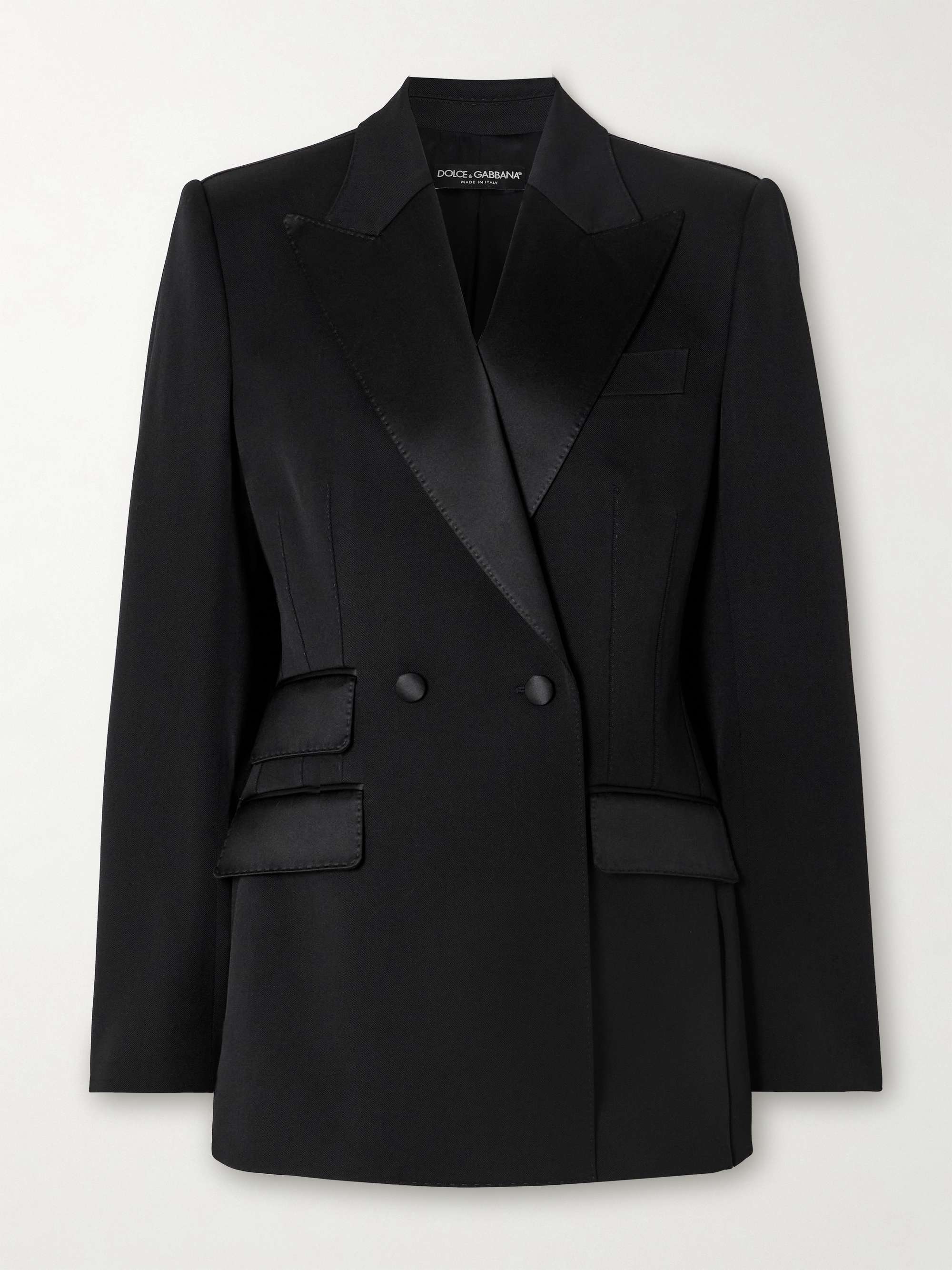 Silk satin-trimmed wool-blend twill blazer view