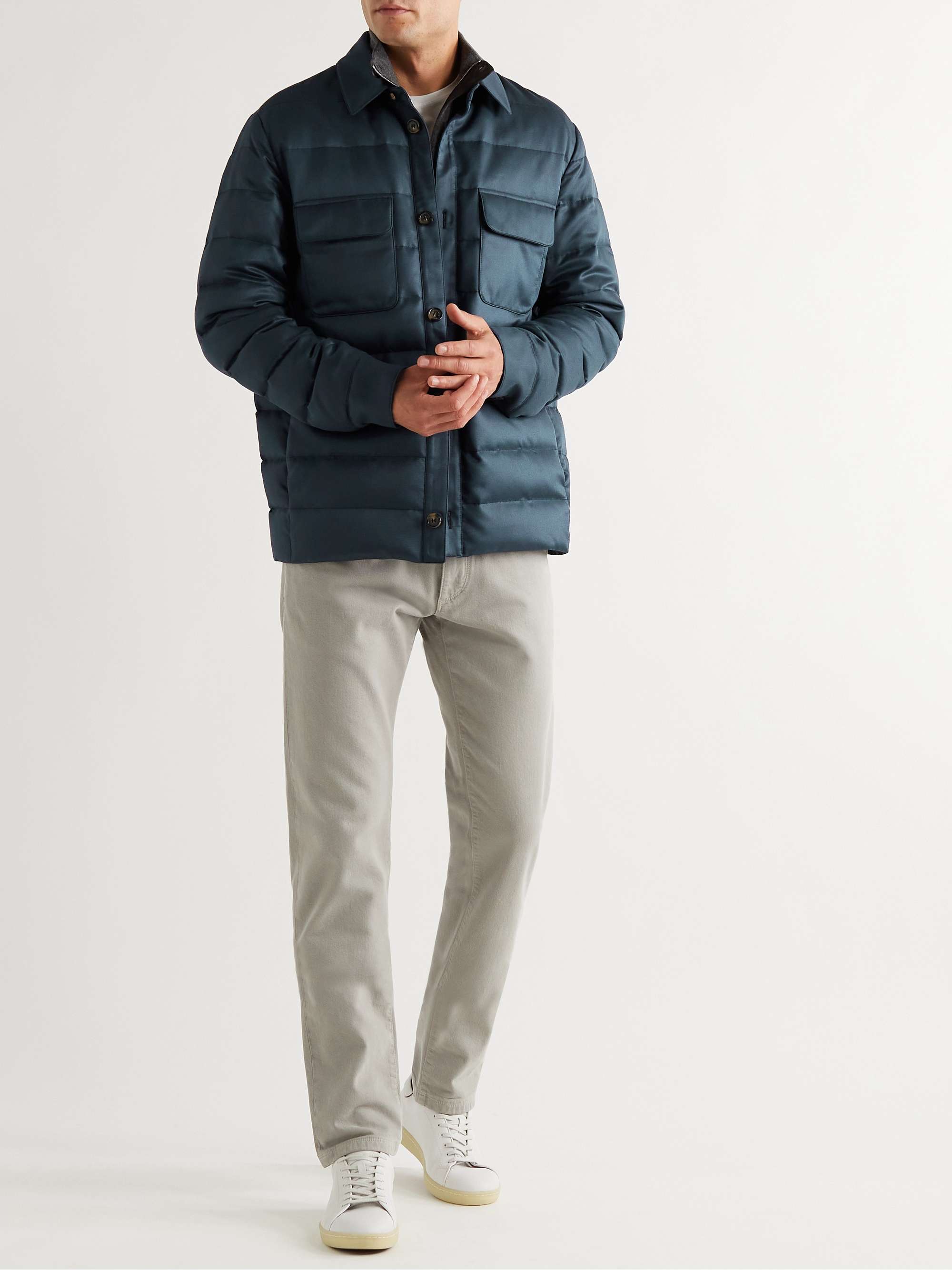 Quilted Silk-Twill Down Overshirt view