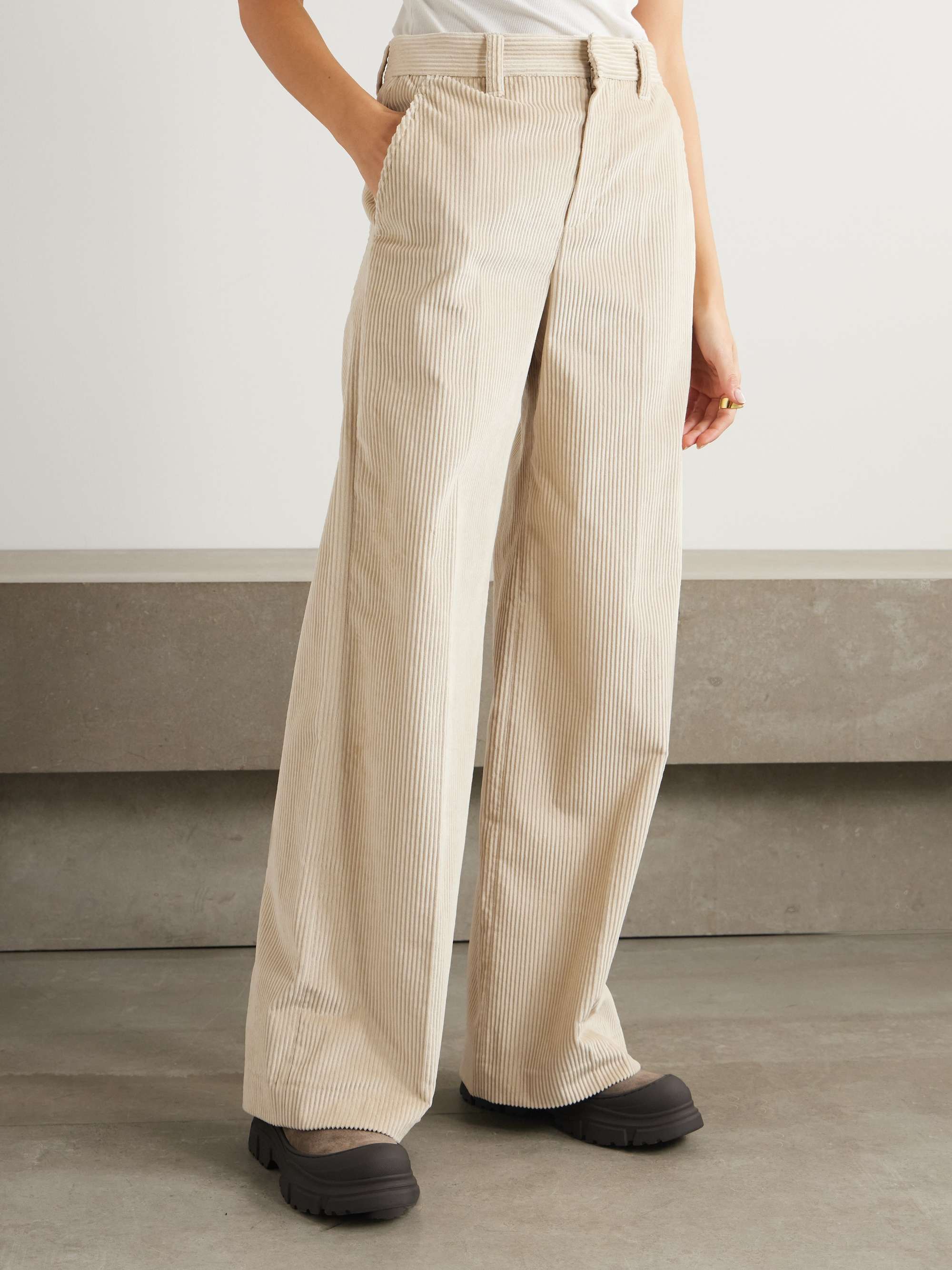 Cotton-corduroy wide-leg pants view
