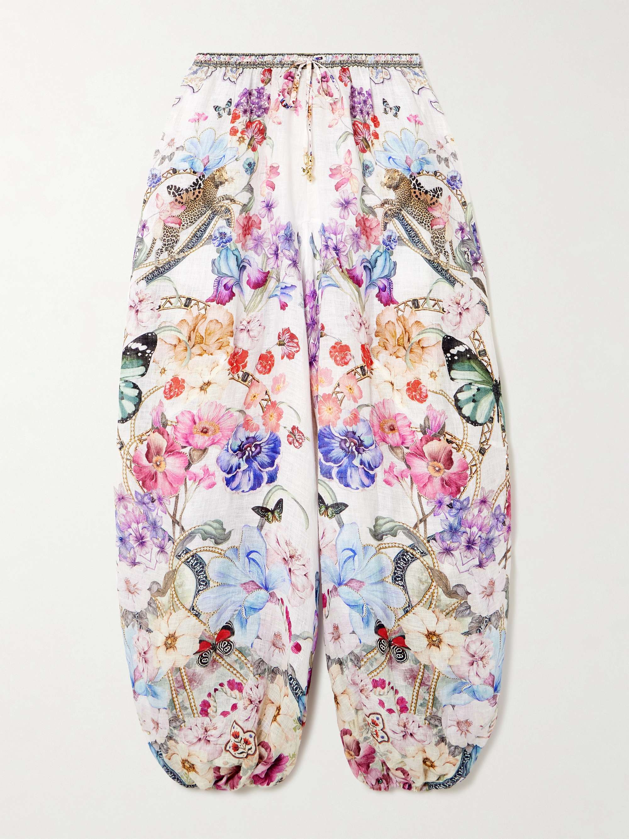 Monserrate Magic embellished printed linen tapered pants view