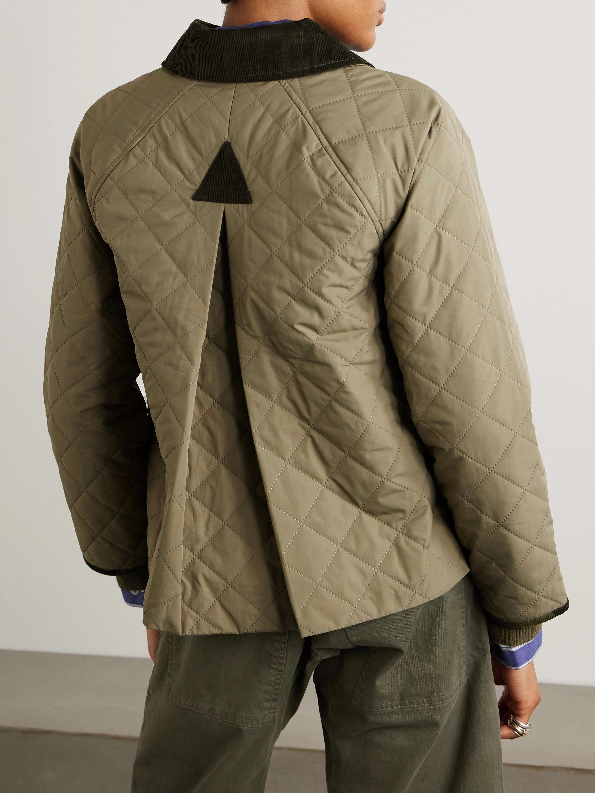 Anise corduroy-trimmed cropped quilted shell jacket view