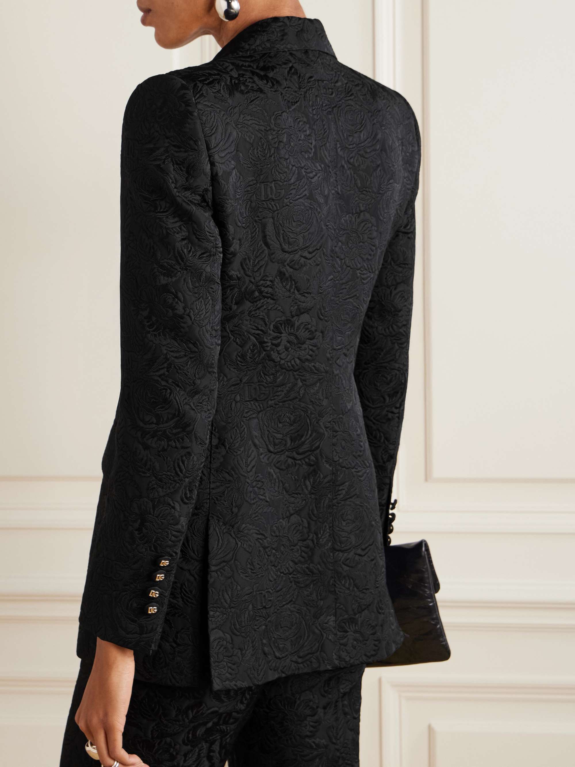 Floral-jacquard matelassé blazer view