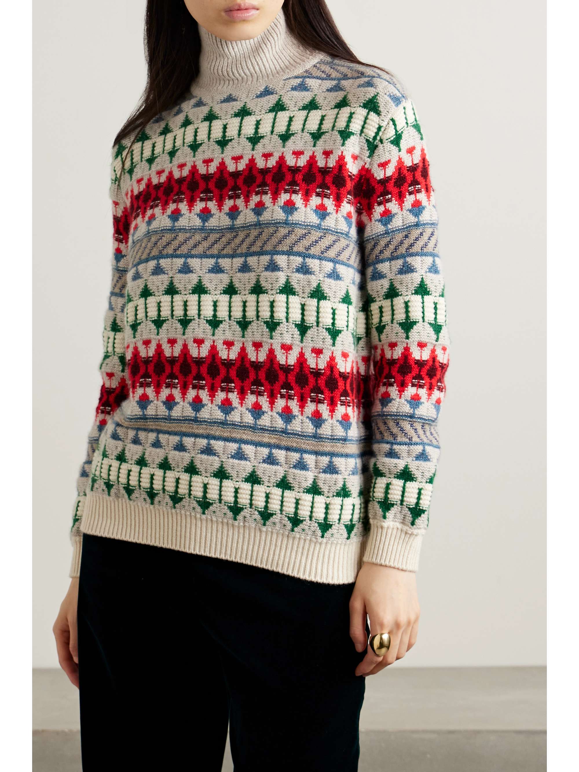 Holiday Noel cashmere-jacquard turtleneck sweater view