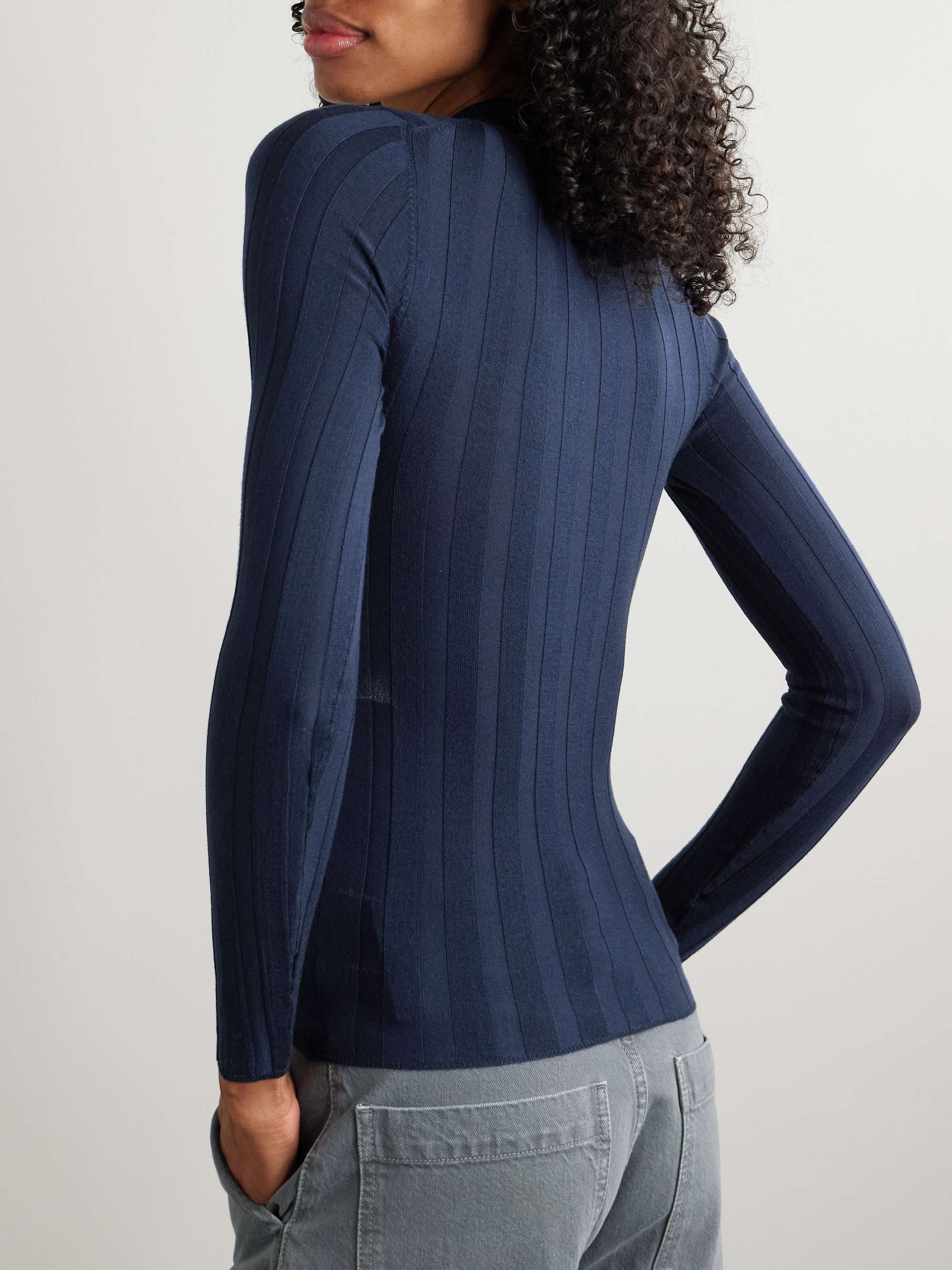 Ribbed wool polo shirt view
