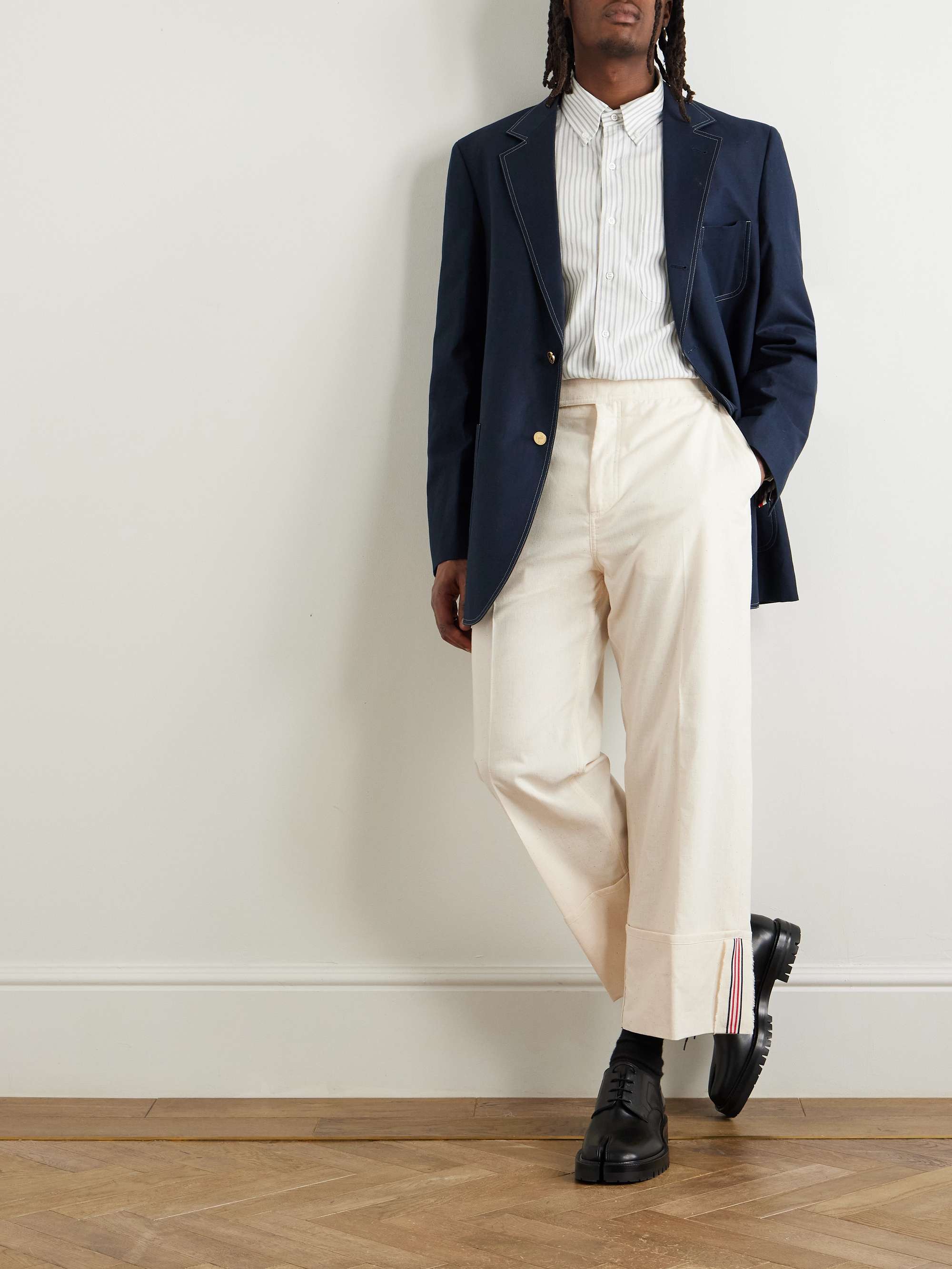 Straight-Leg Embroidered Cotton-Muslin Trousers view