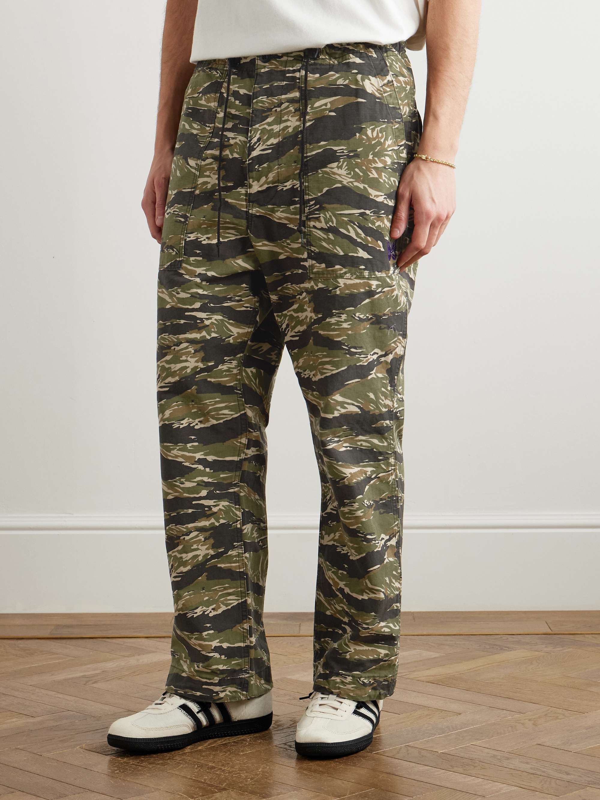 String Fatigue Straight-Leg Camouflage-Print Cotton-Ripstop Drawstring Trousers view