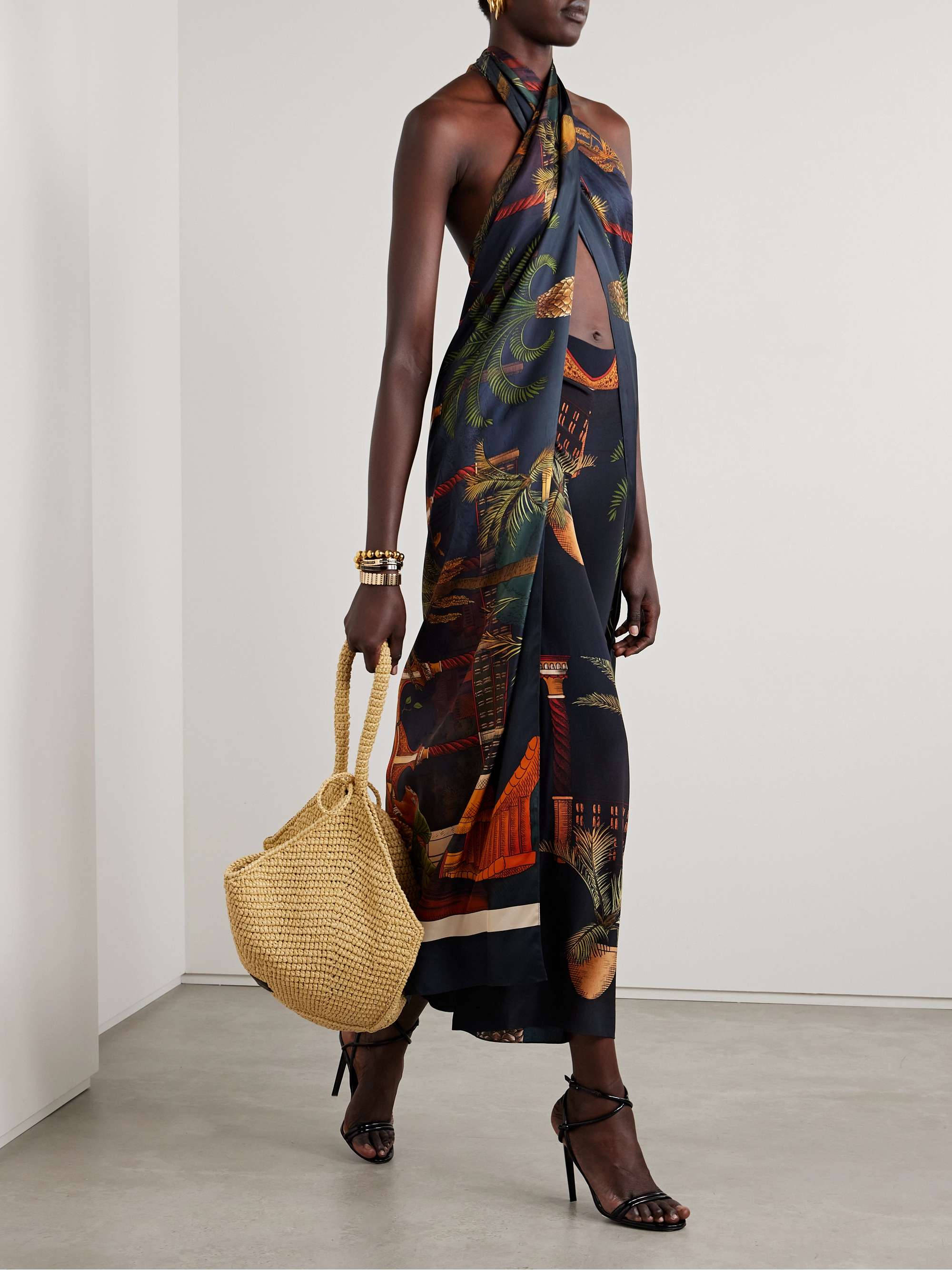 Mystic silk crepe de chine wide-leg pants view