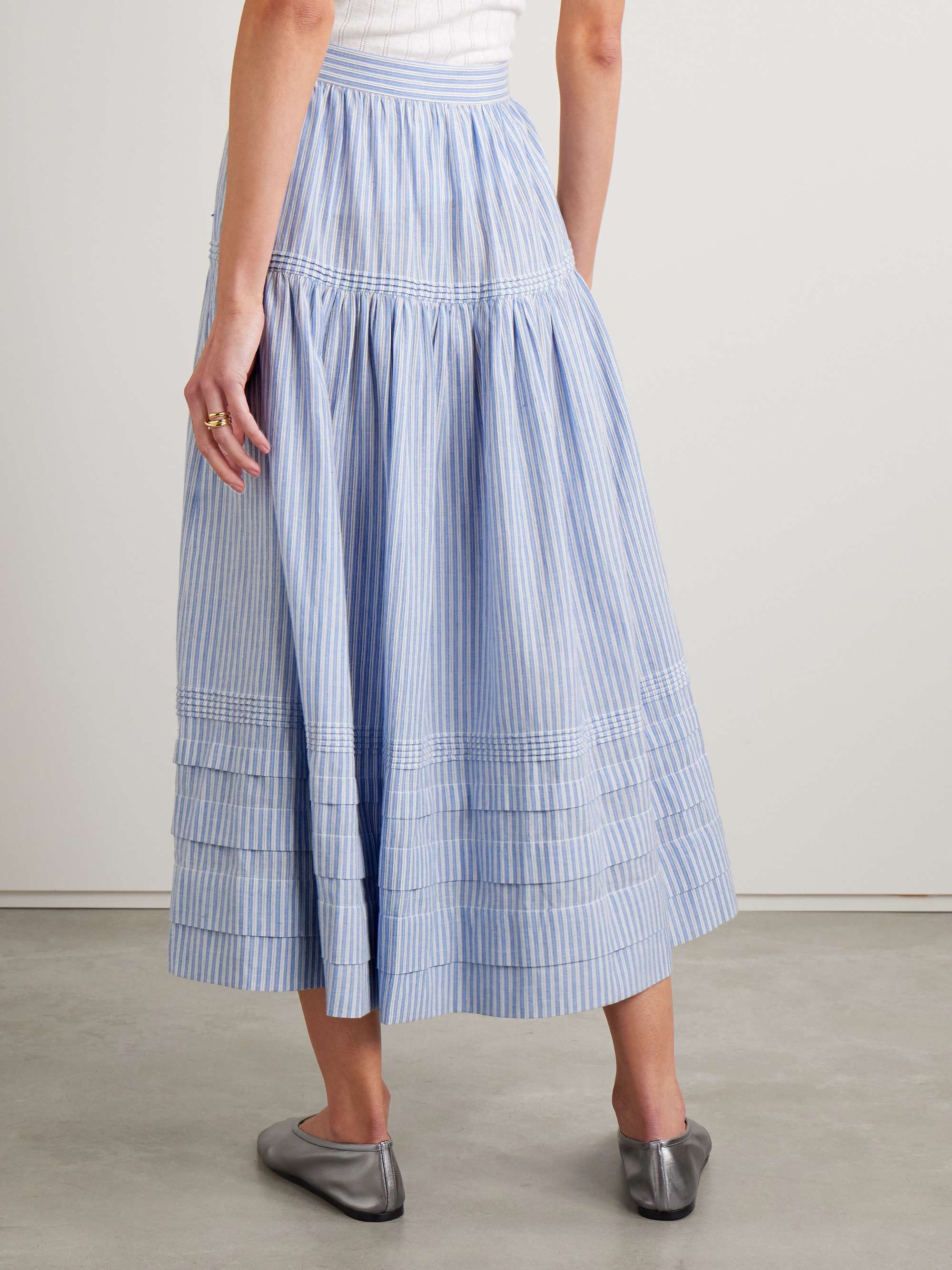 Sebastiane tiered striped organic cotton-voile midi skirt view