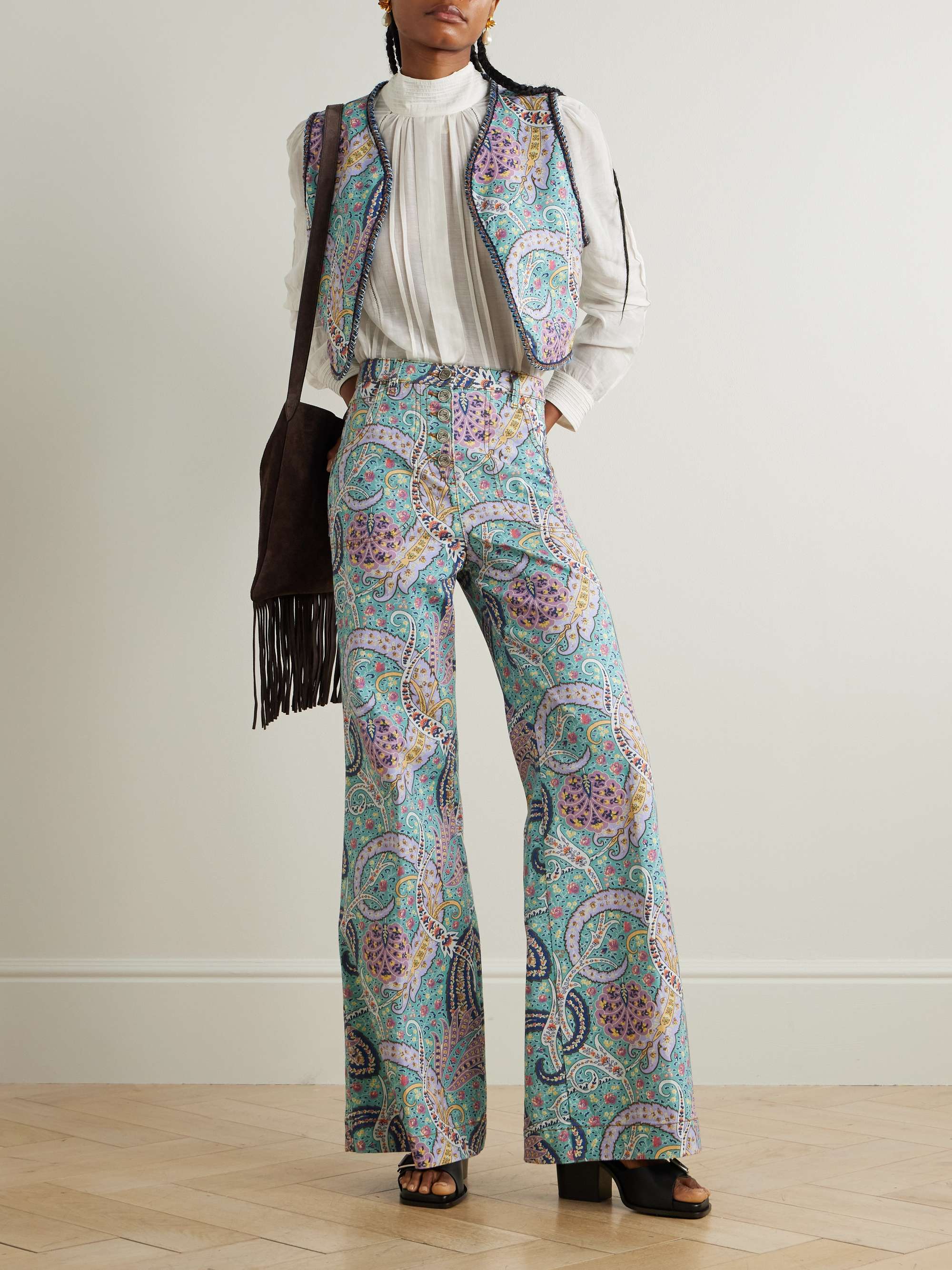 Cropped embroidered denim vest view
