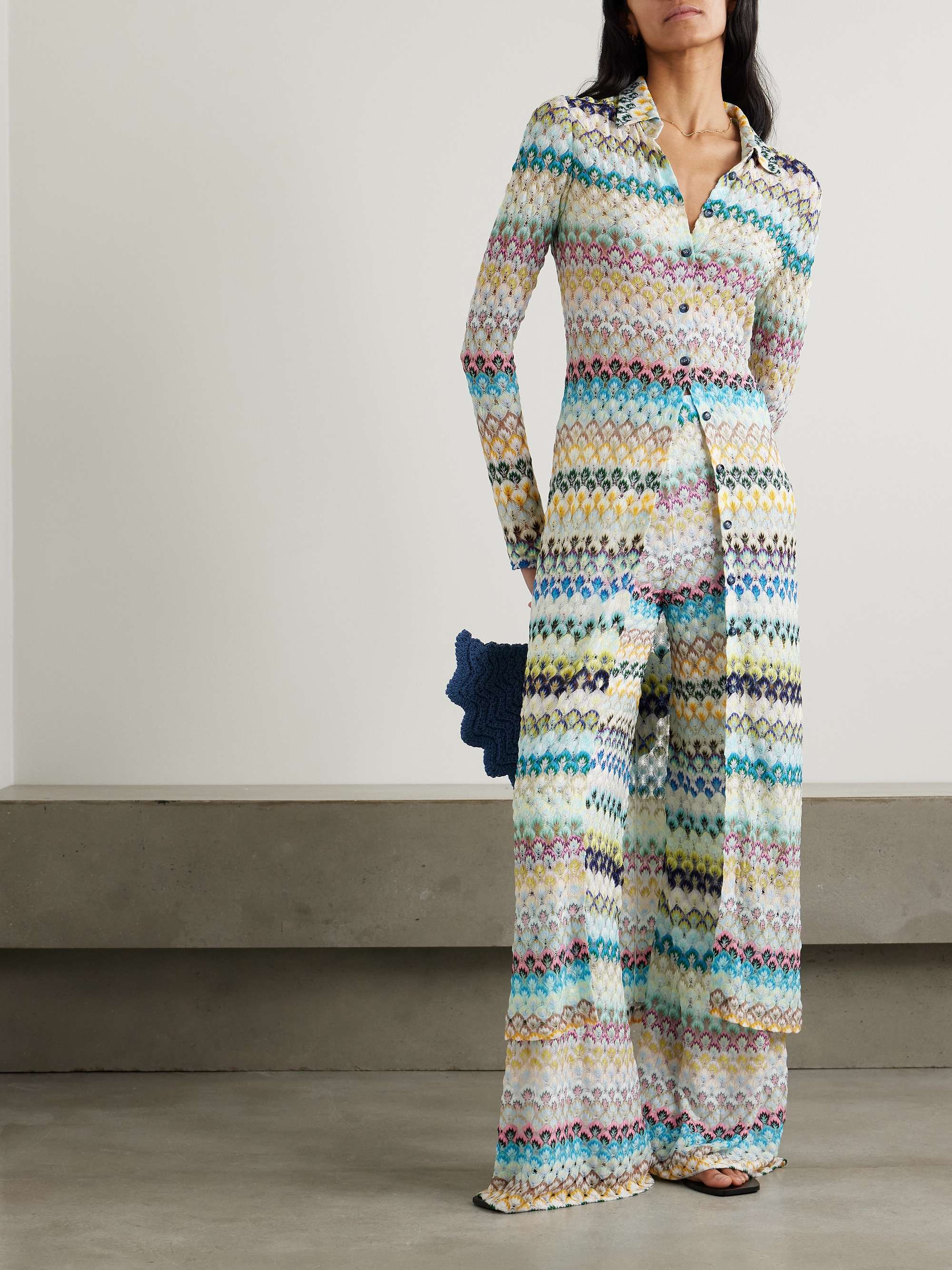 Crochet-knit wide-leg pants view