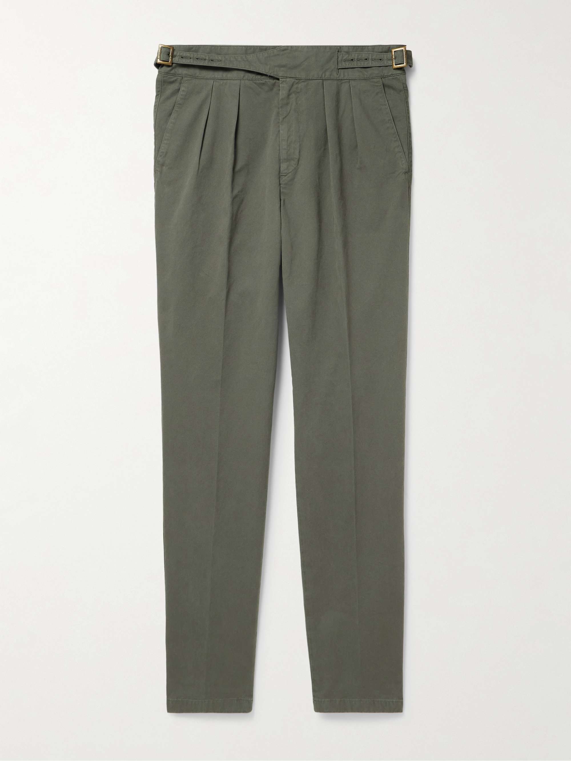 Manny Tapered Pleated Cotton-Twill Trousers view