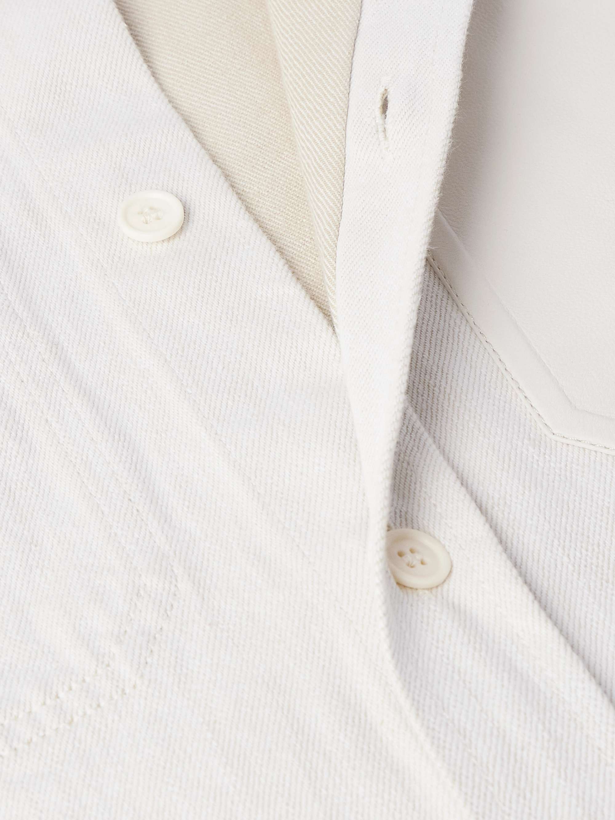 Leather-Trimmed Denim Overshirt view
