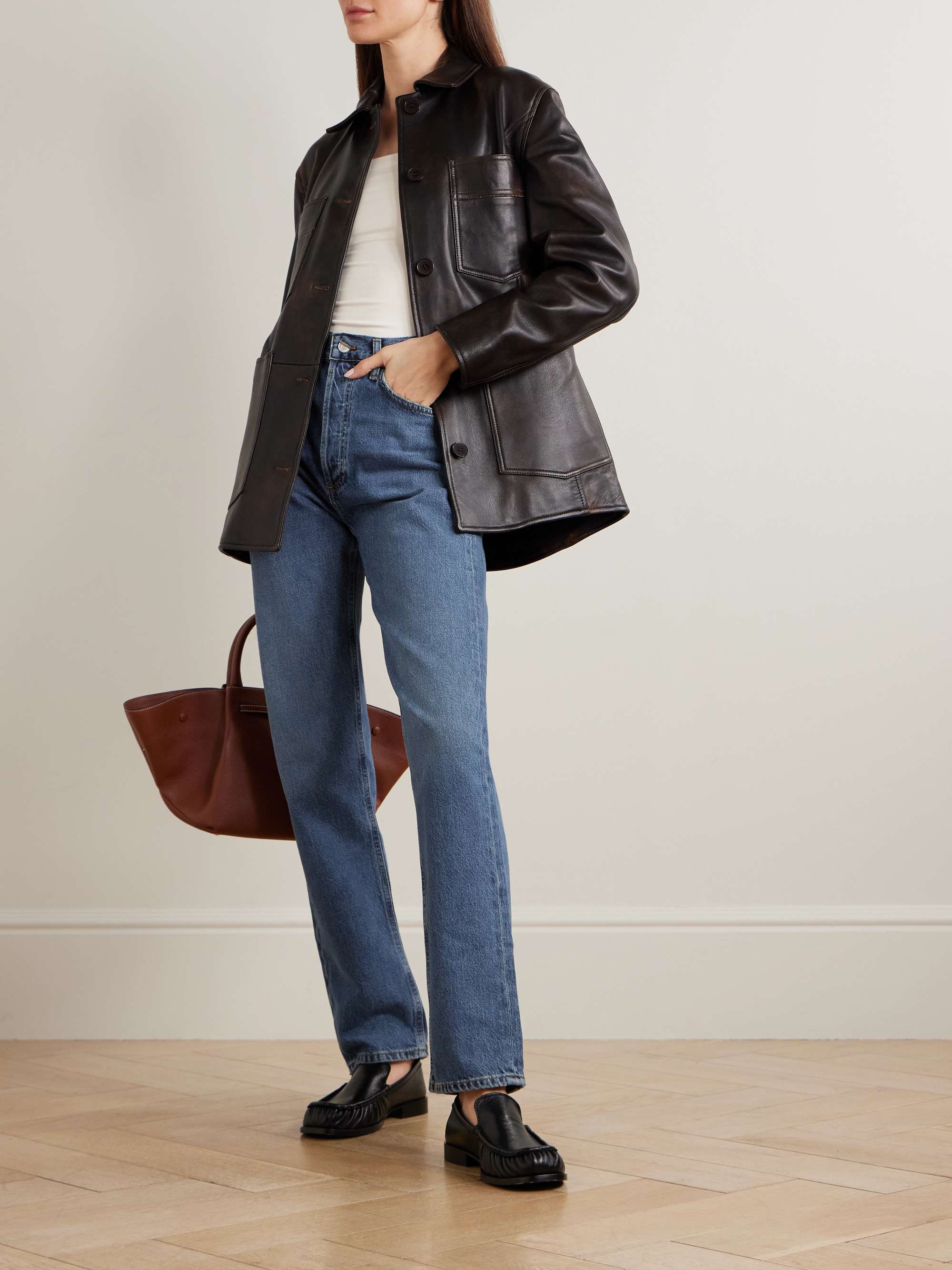 + NET SUSTAIN 90's Pinch Waist Long high-rise straight-leg organic jeans view