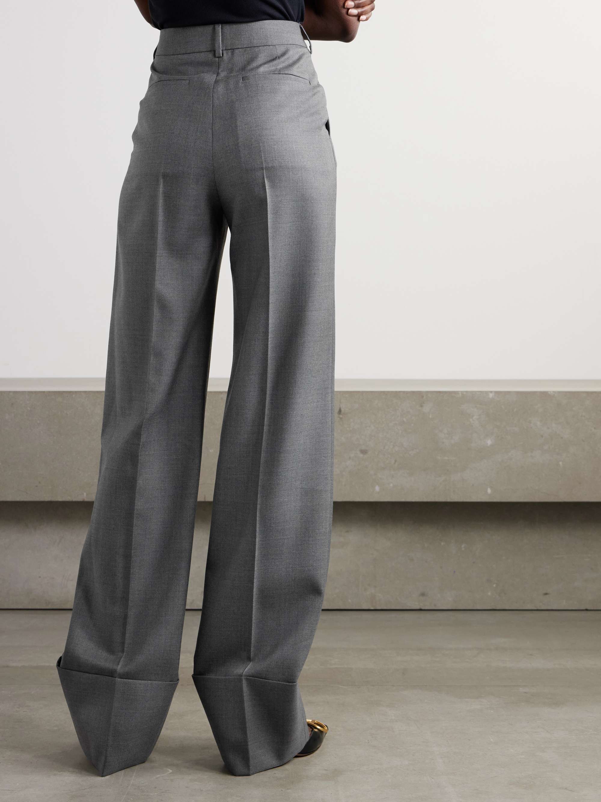 Wool-twill straight-leg pants view