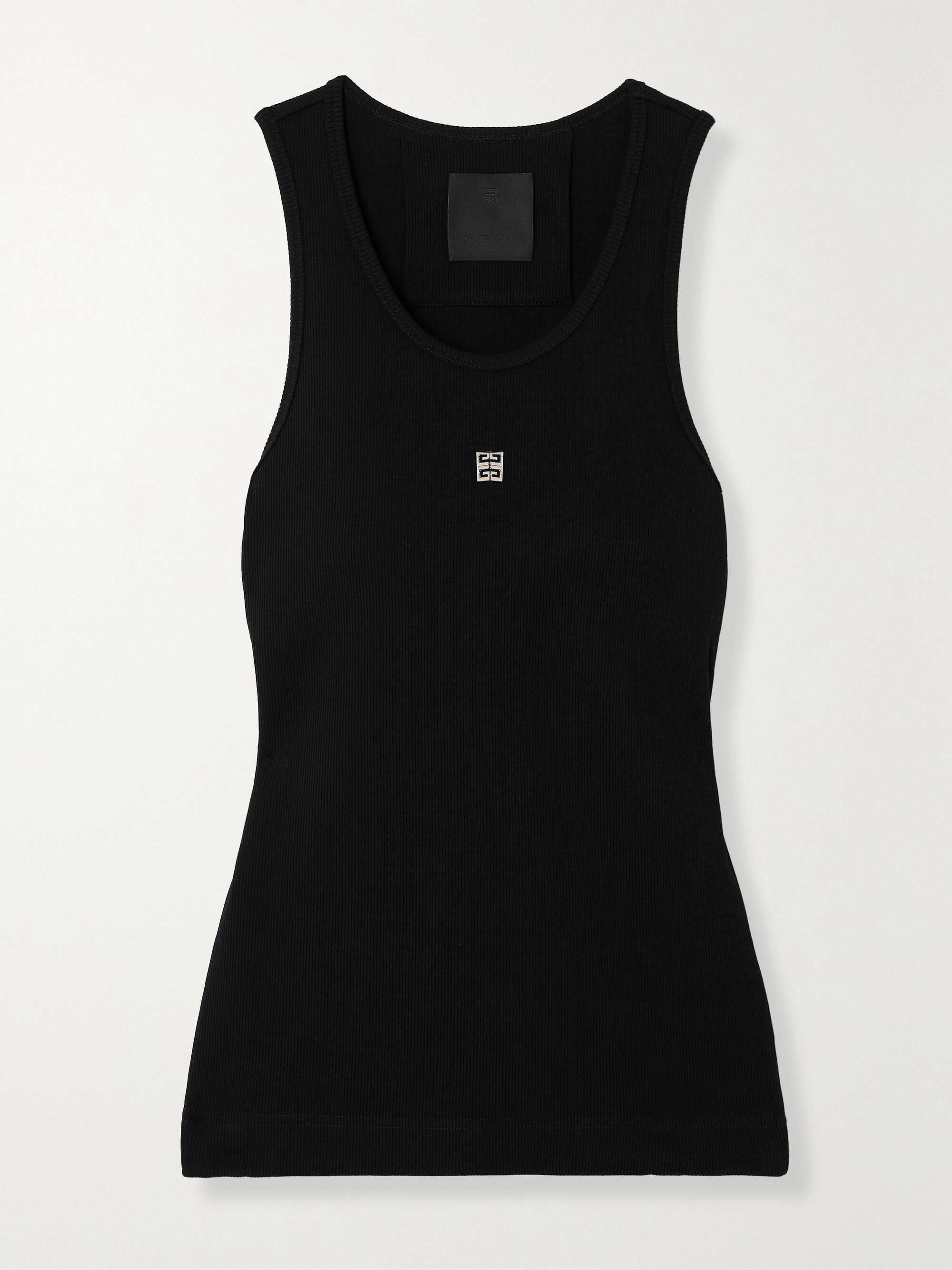 Embellished ribbed stretch-cotton tank view