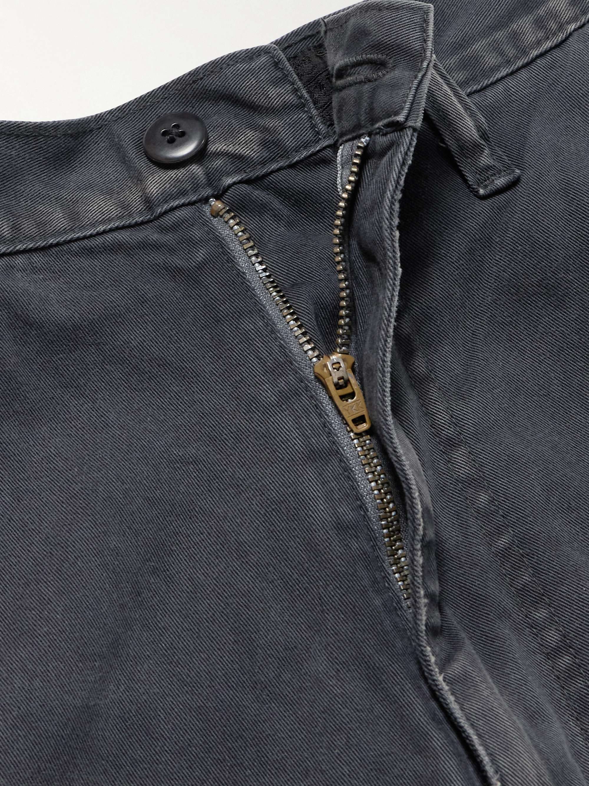 Katsuragi Port Straight-Leg Patchwork Distressed Cotton-Twill Trousers view