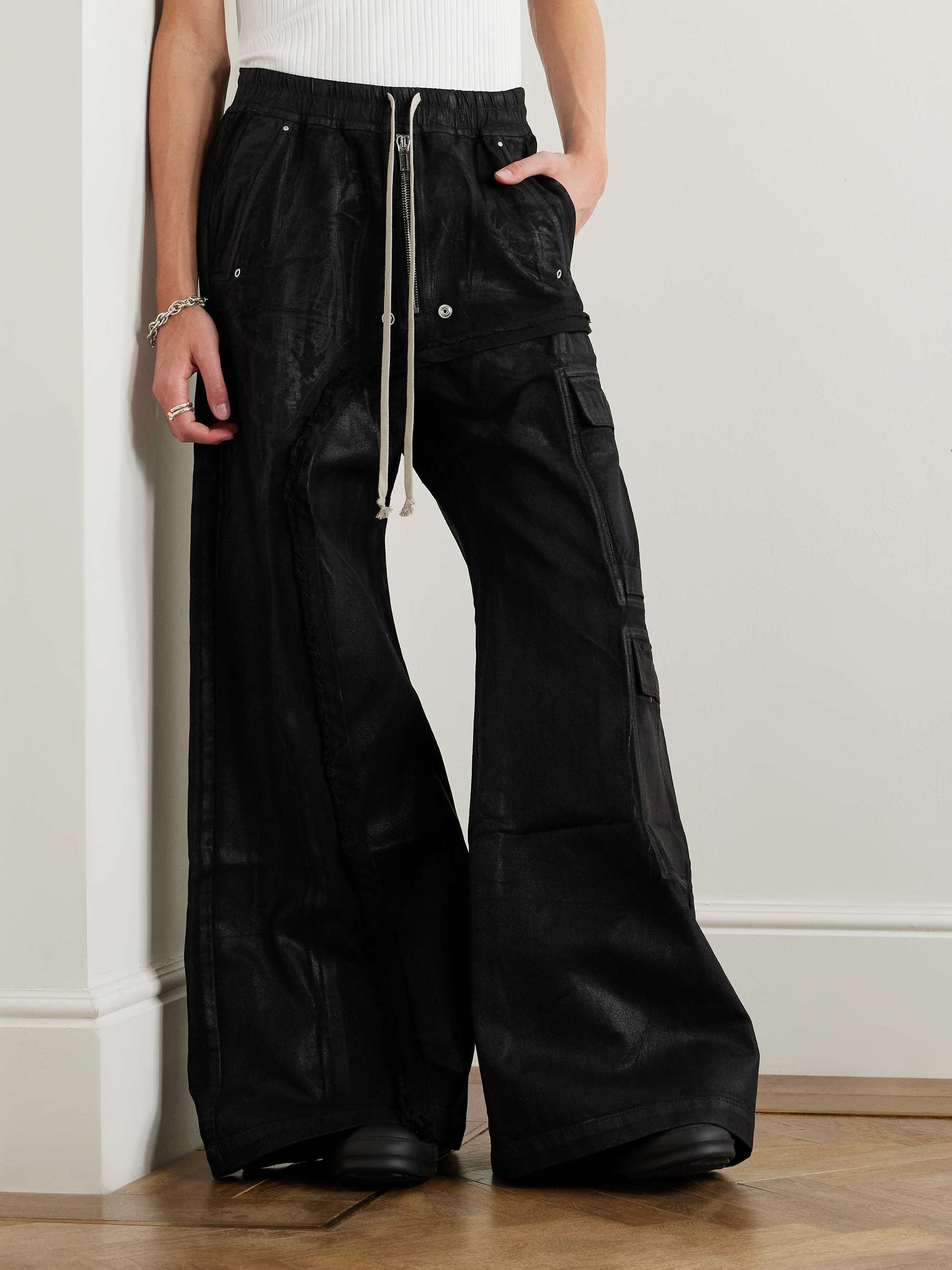 Jumbo Belas Wide-Leg Foil Denim Drawstring Cargo Trousers view