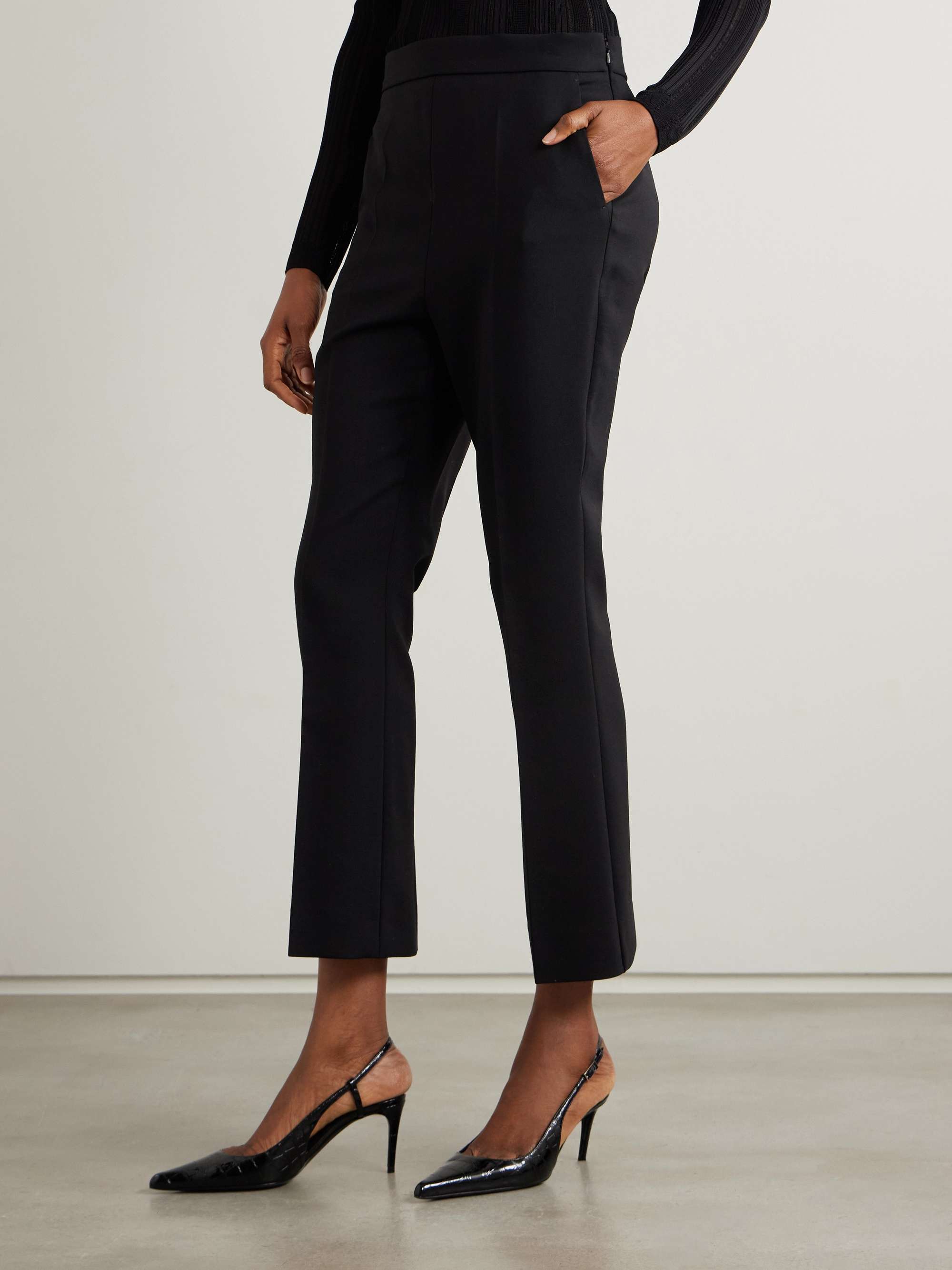 Cropped wool-blend crepe slim-leg pants view