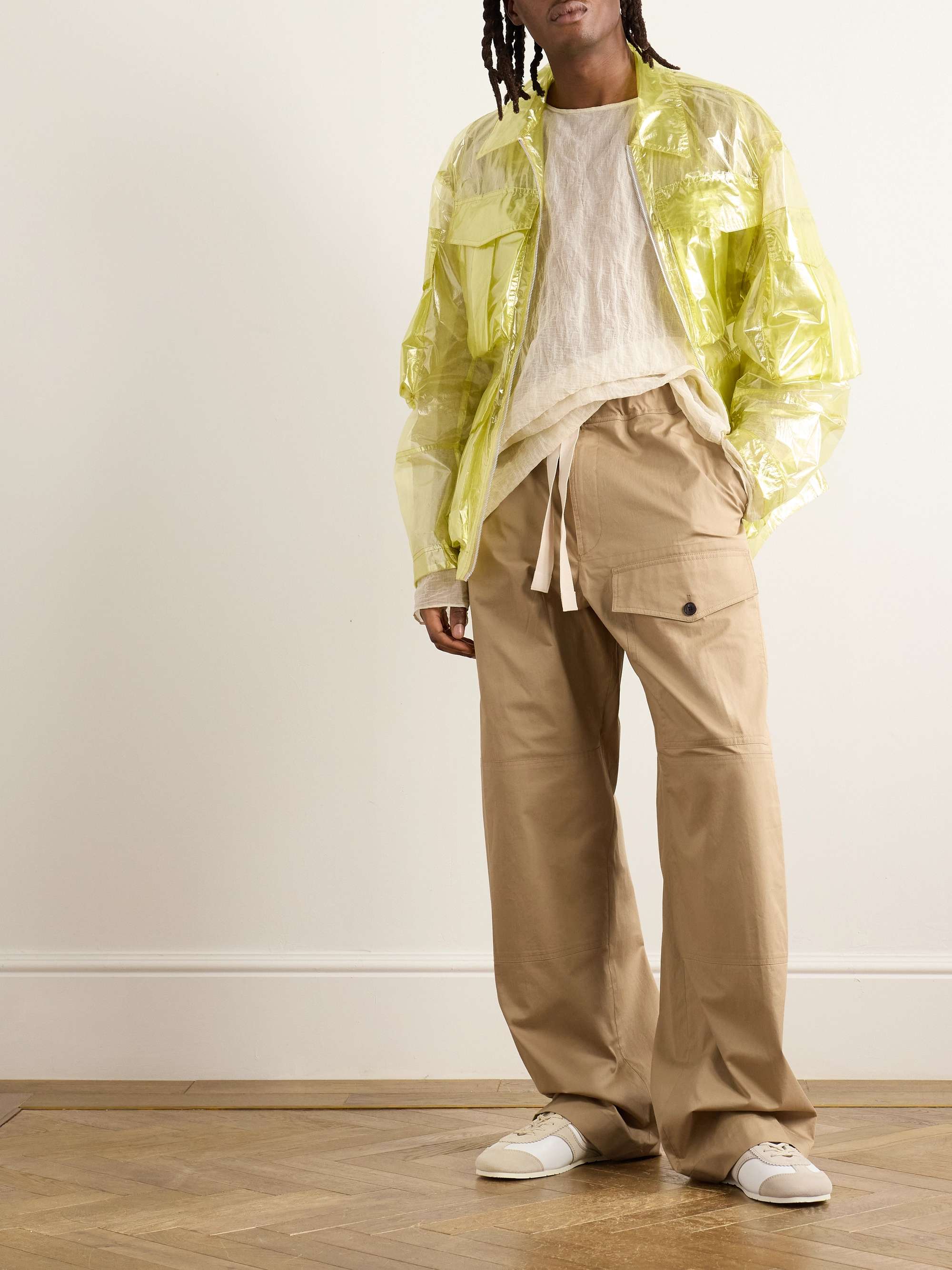 Wide-Leg Cotton-Twill Drawstring Cargo Trousers view