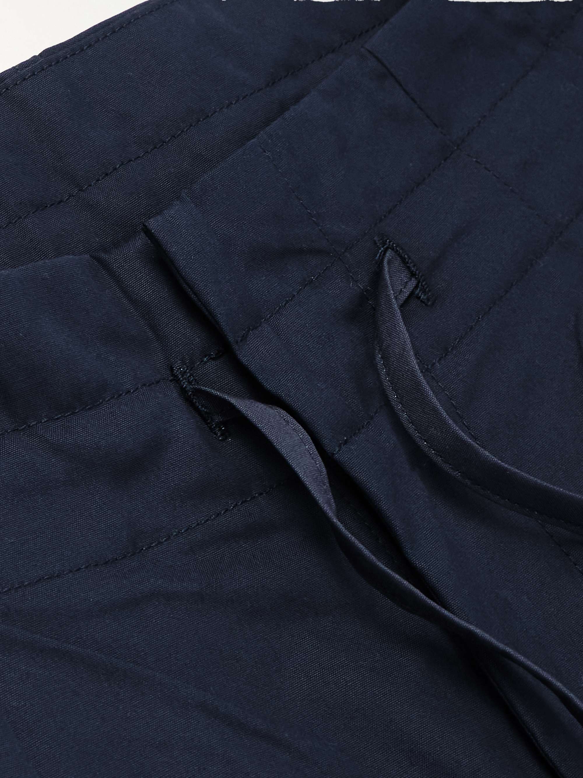 Straight-Leg Pleated Cotton Shorts view