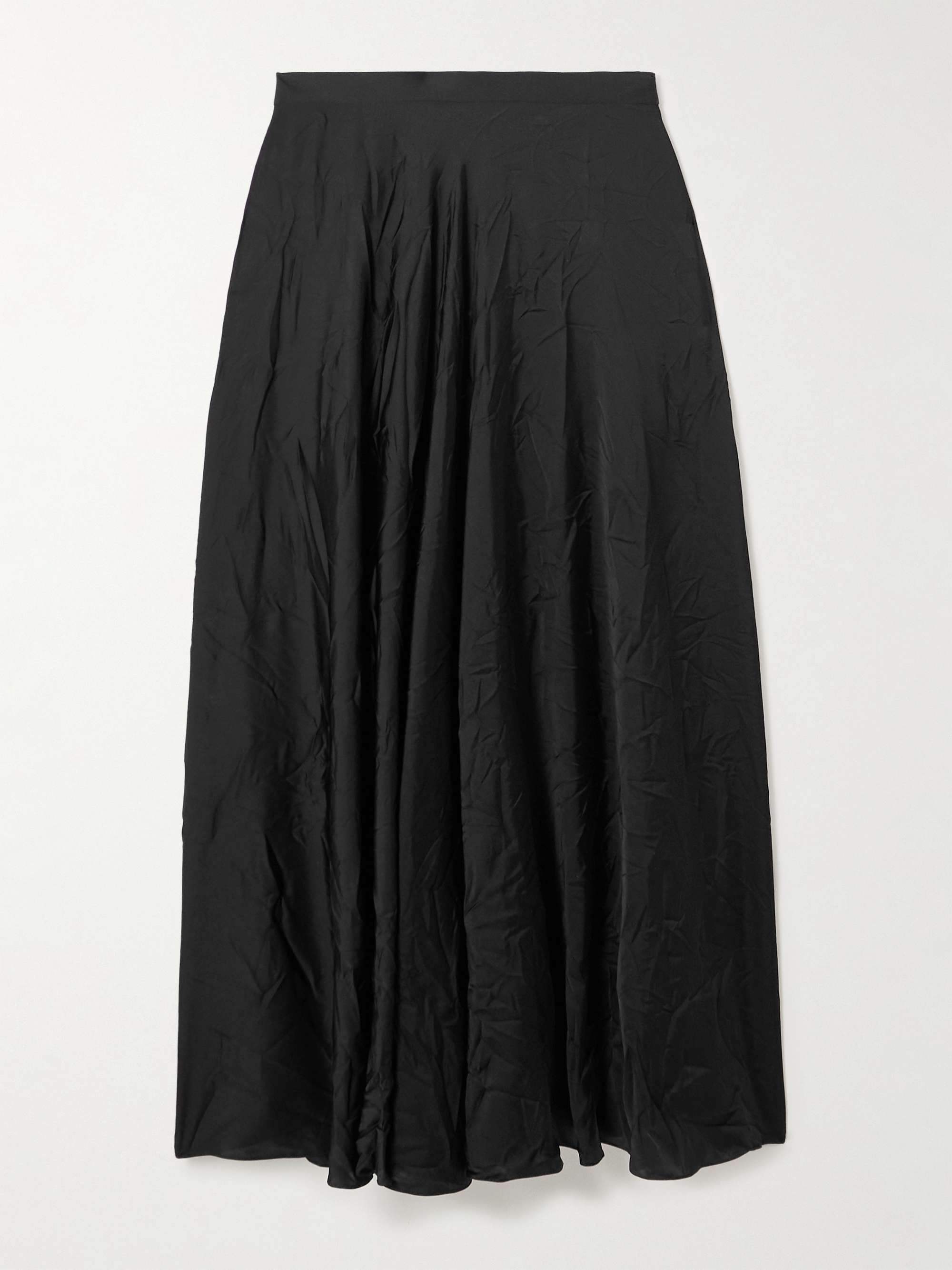 Pleated crinkled-satin midi skirt view