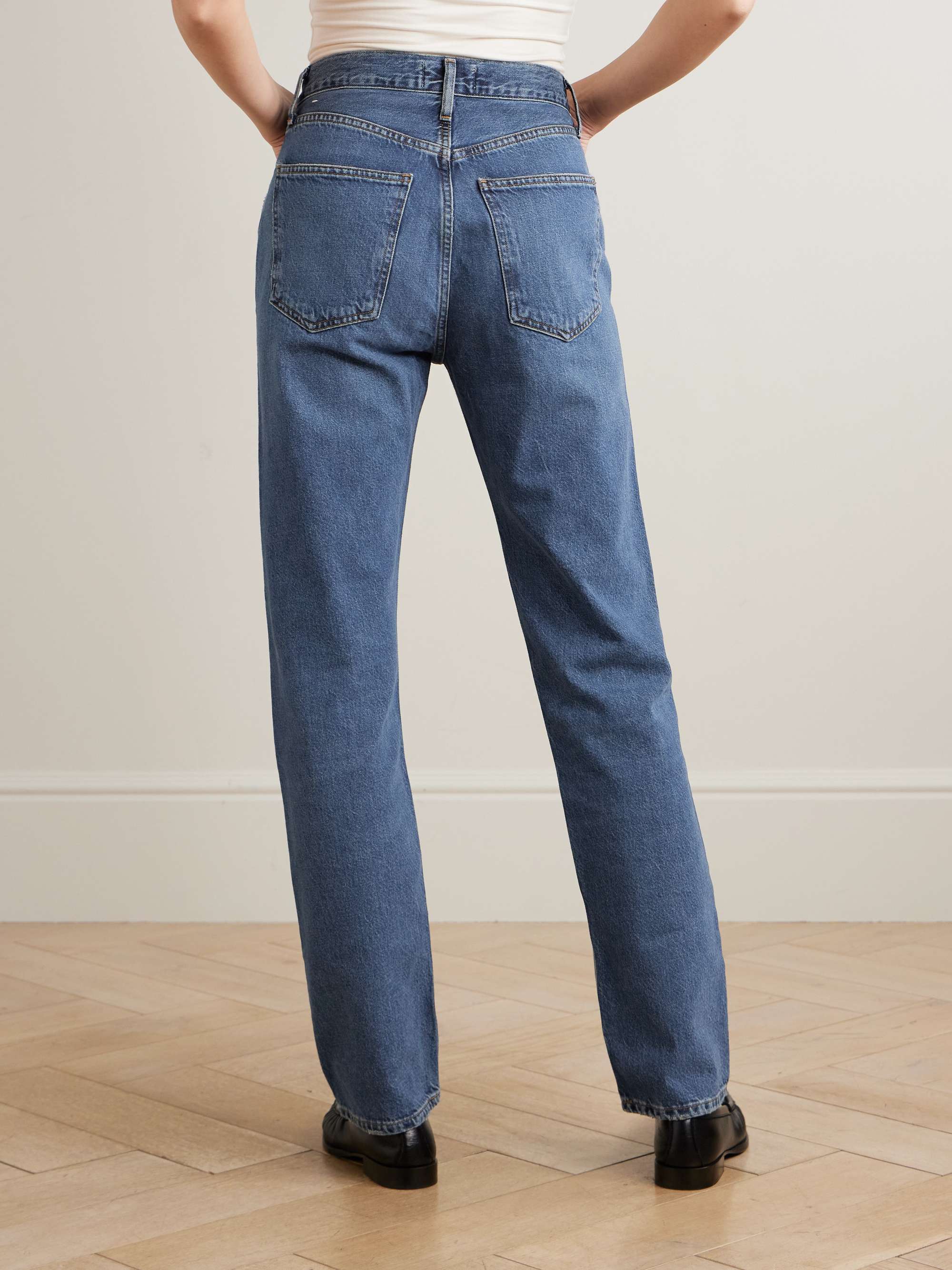 + NET SUSTAIN 90's Pinch Waist Long high-rise straight-leg organic jeans view