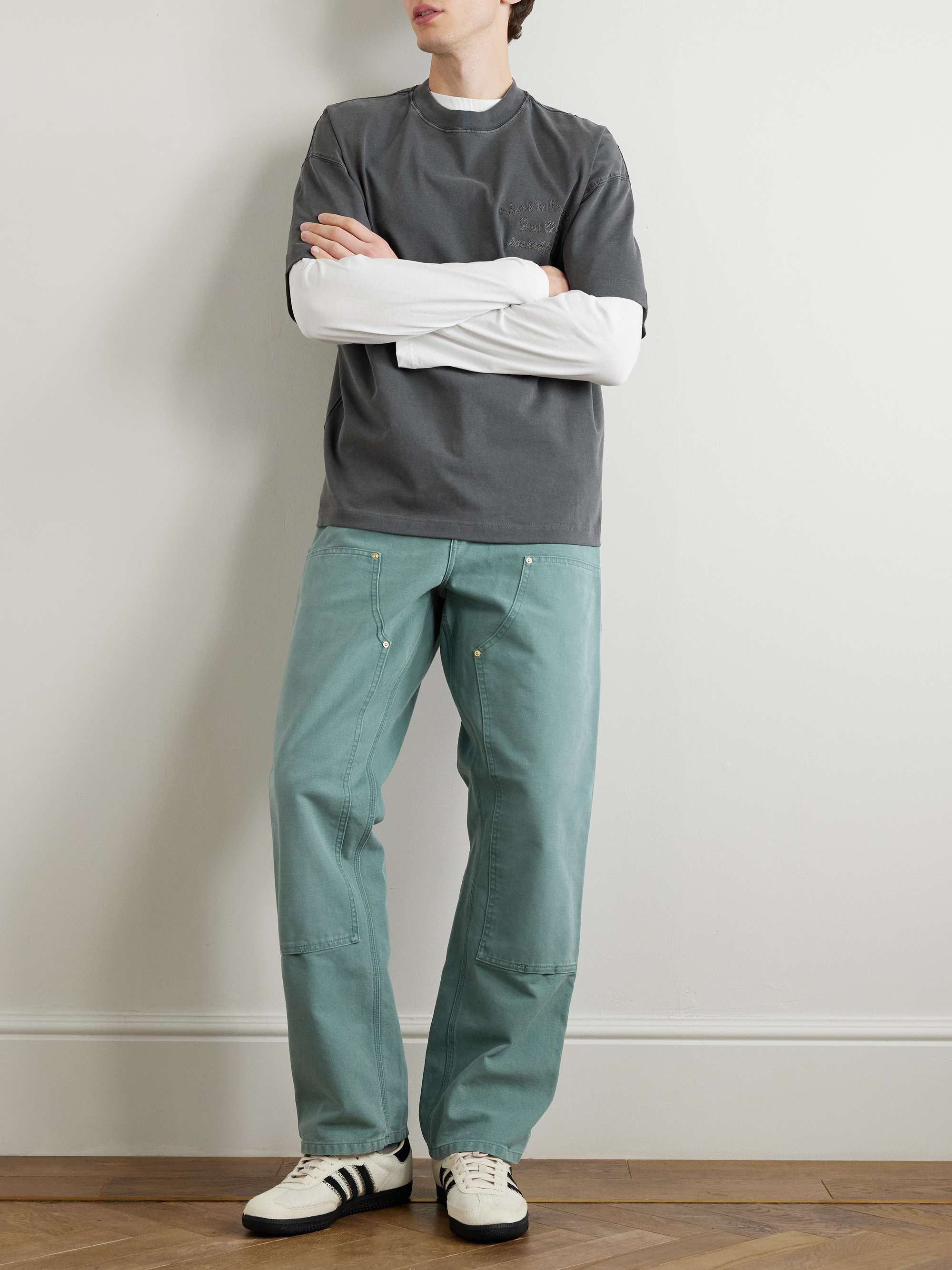 Double Knee Straight-Leg Organic Cotton-Canvas Carpenter Trousers view