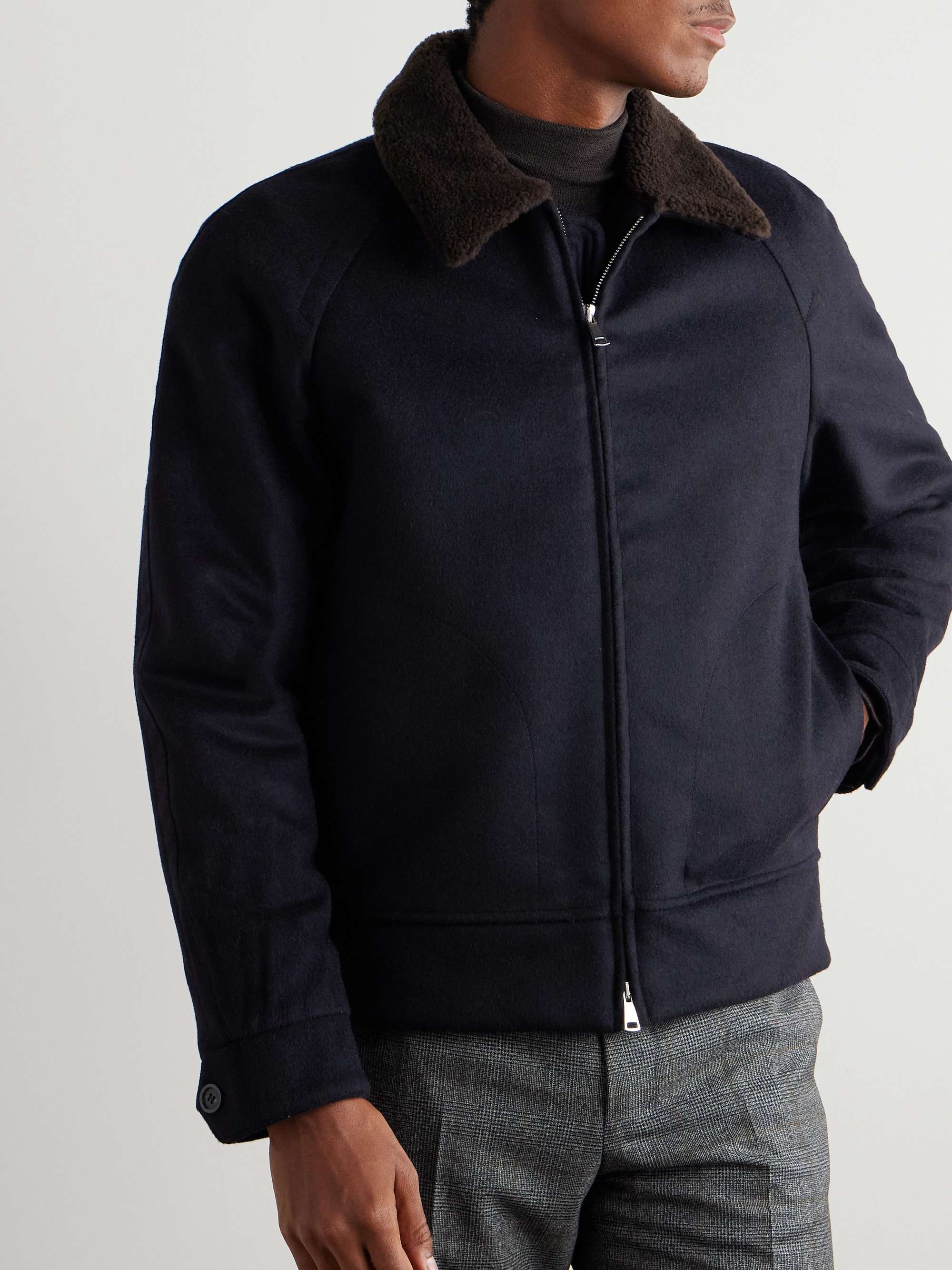 Shearling-Trimmed Wool and Cashmere-Blend Felt Jacket view
