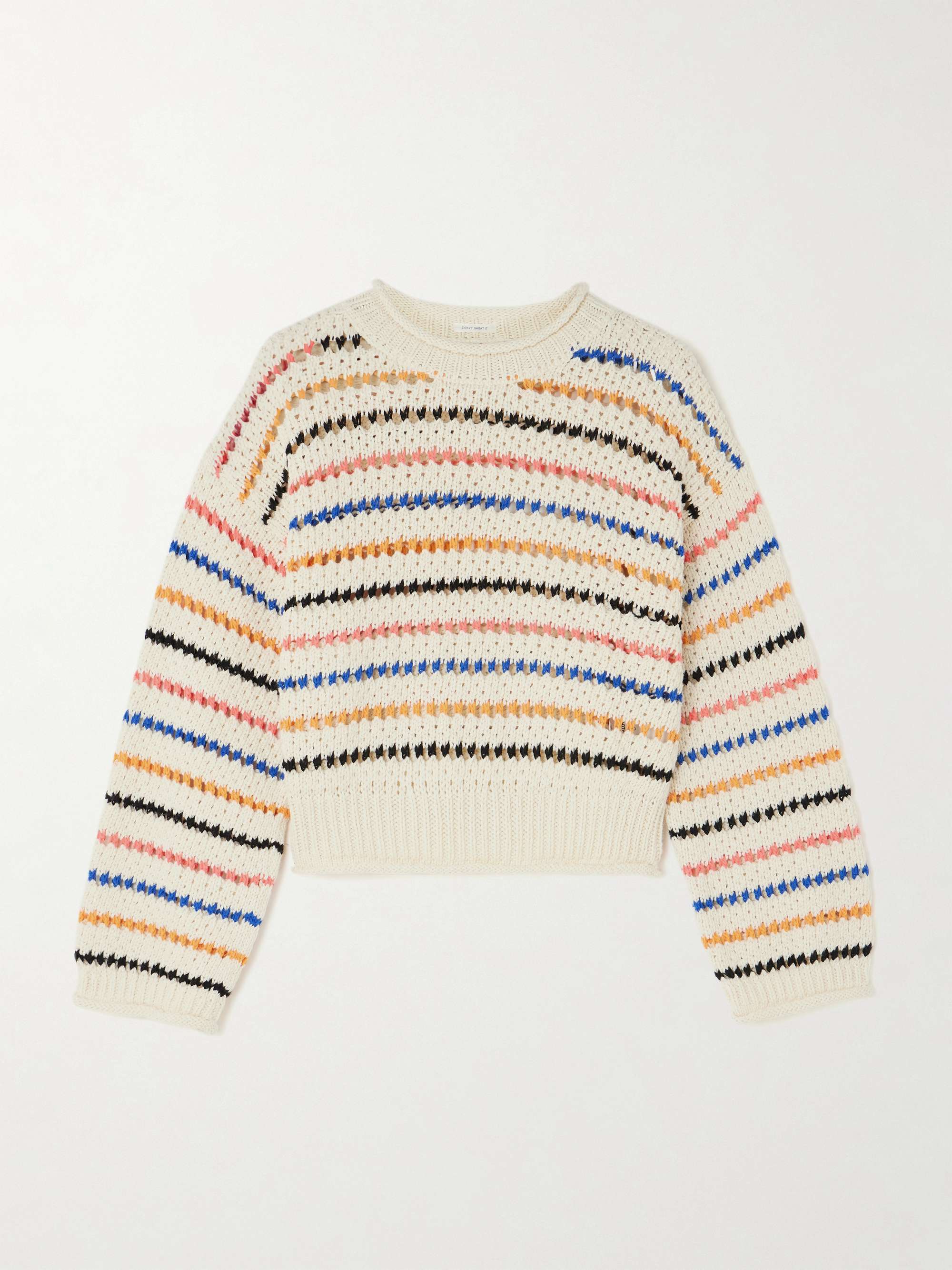 The Bell Sleeve striped open-knit cotton sweater view