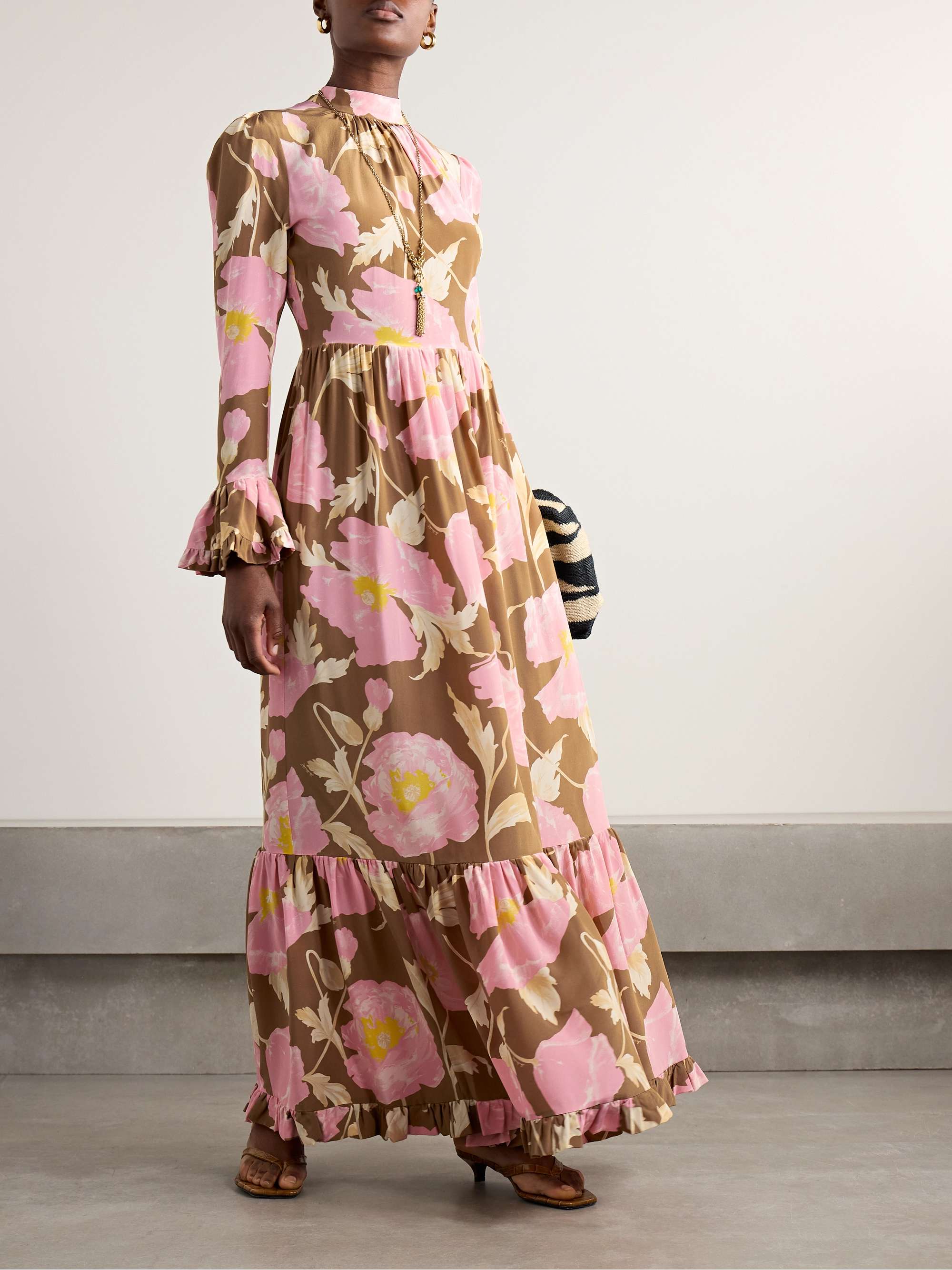 Visconti tiered ruffled floral-print silk crepe de chine maxi dress view