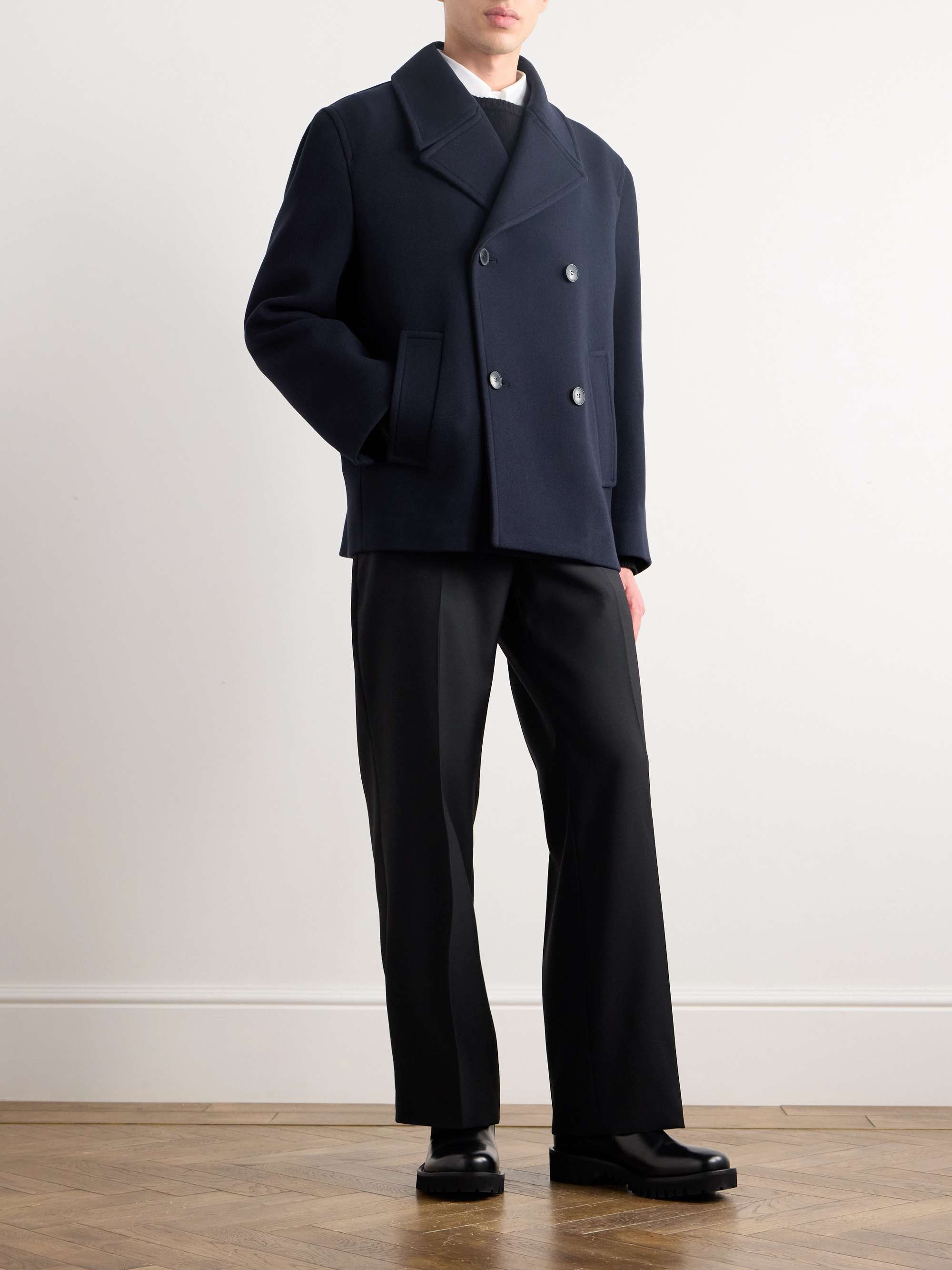 Double-Breasted Wool-Twill Peacoat view
