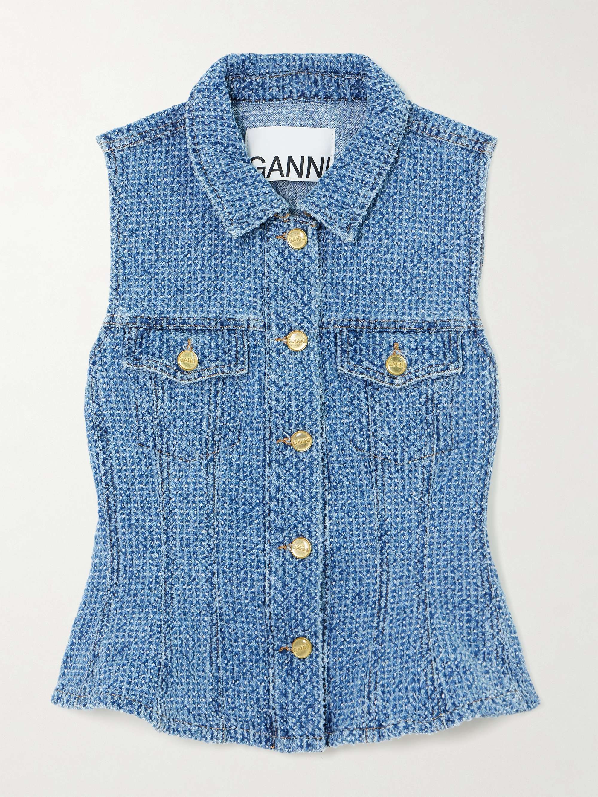 Organic bouclé-denim vest view