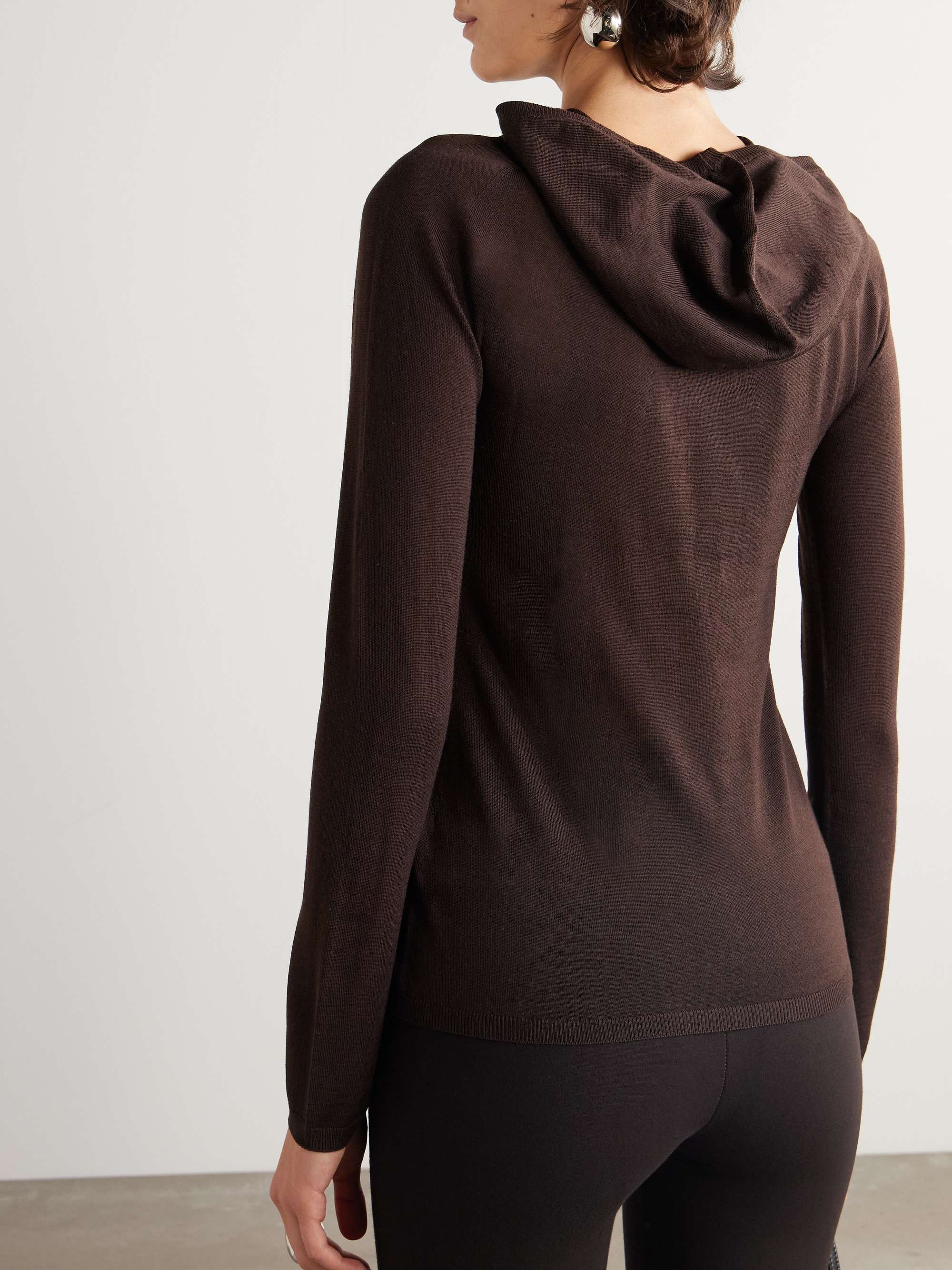 Logo-embroidered wool hoodie view