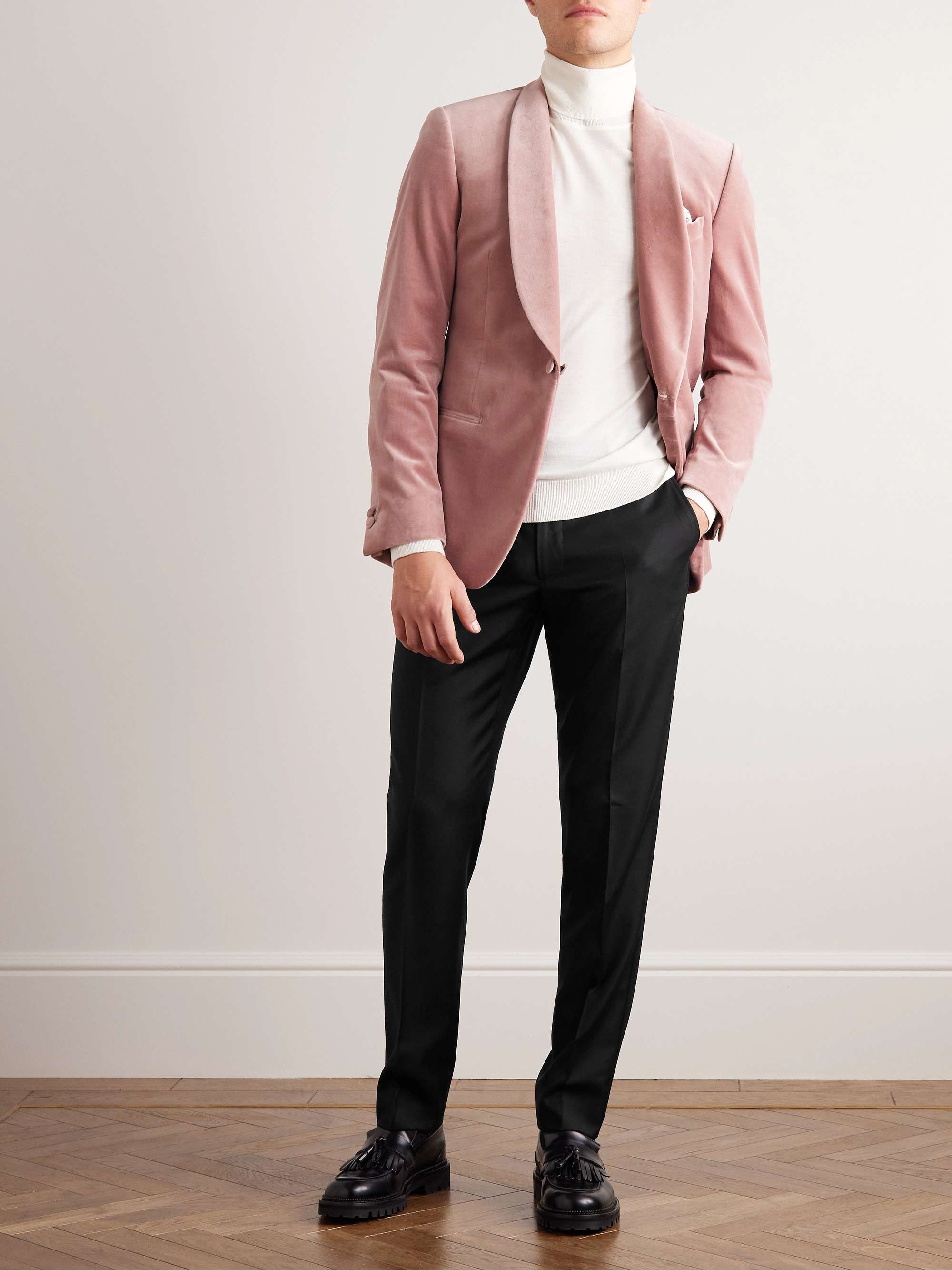 Slim-Fit Tapered Wool Tuxedo Trousers view