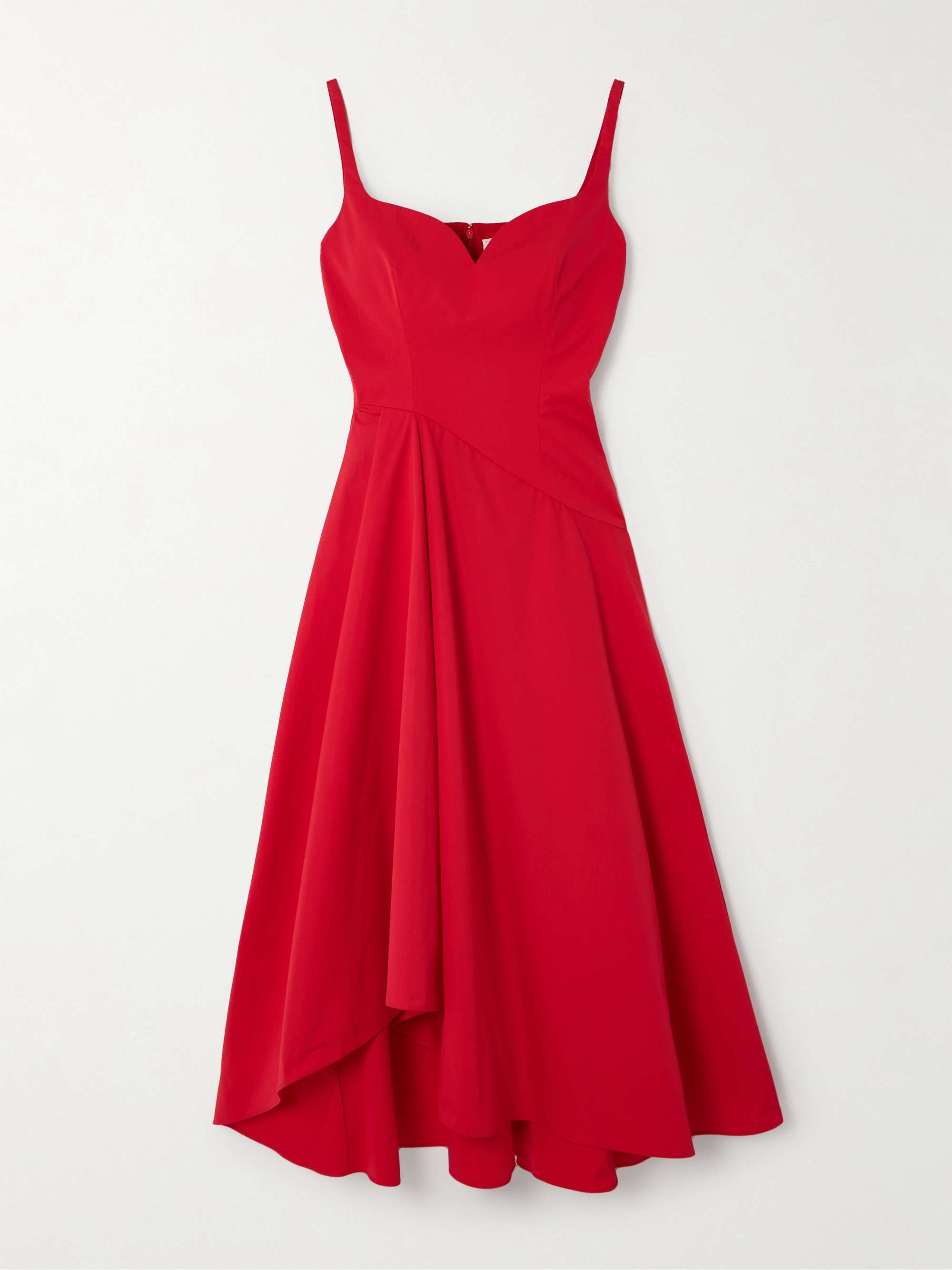 Asymmetric gathered cotton-poplin midi dress view
