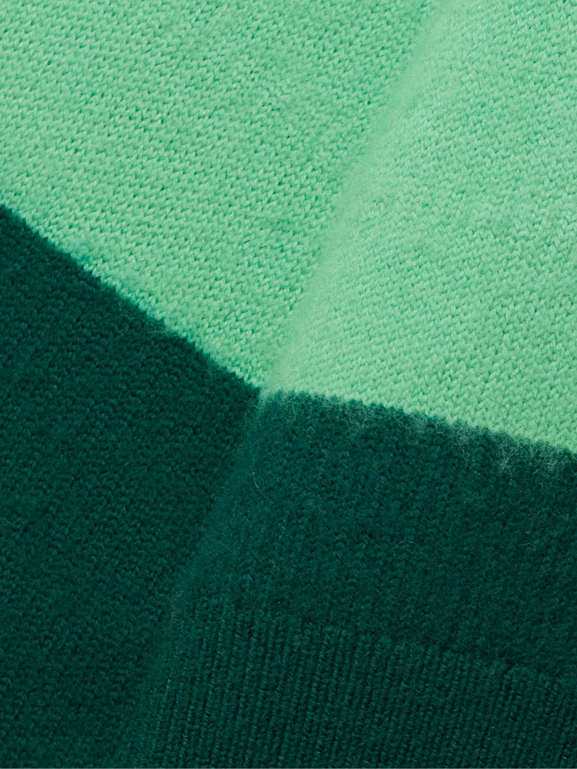 Brushed striped merino wool-blend turtleneck sweater view